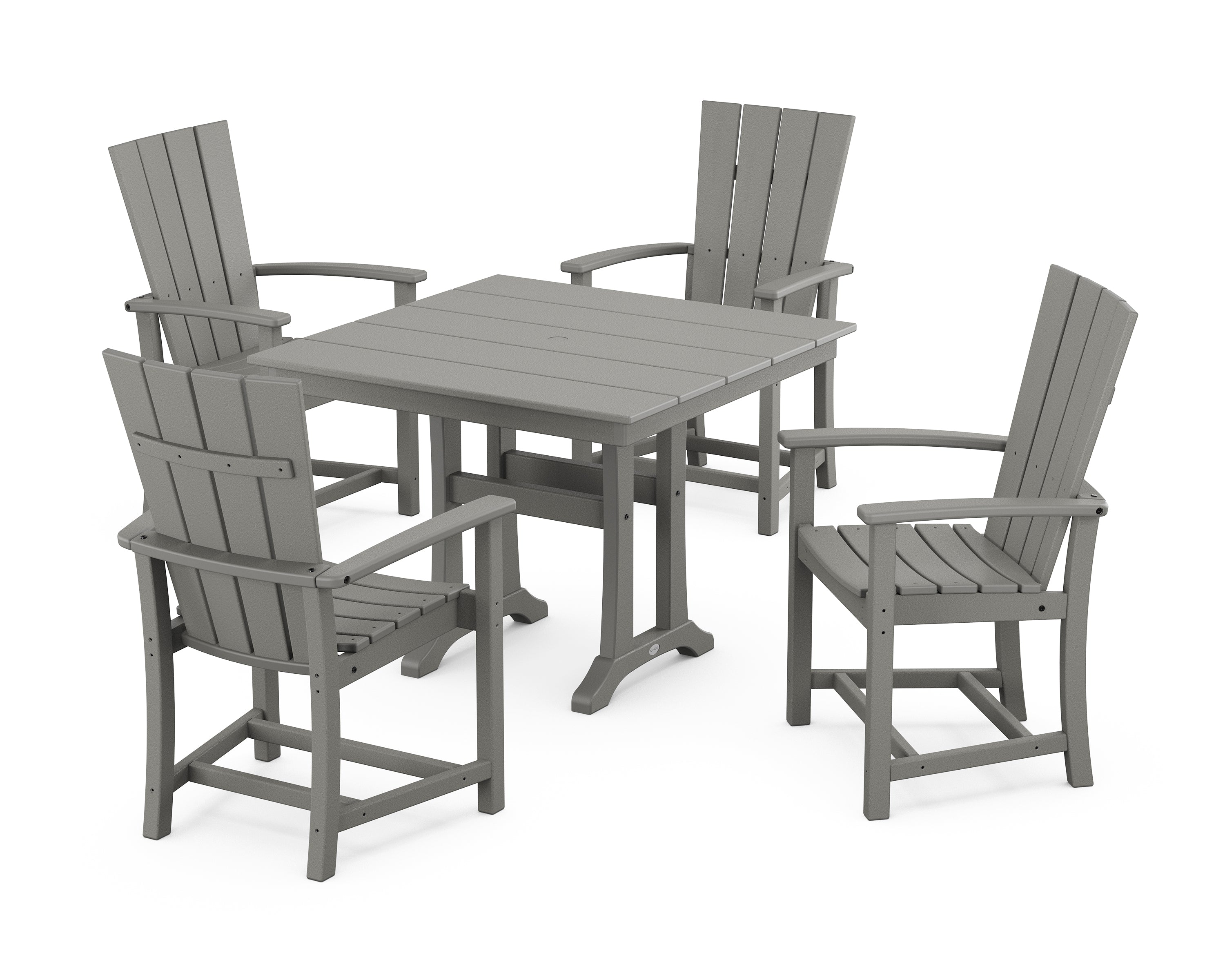 POLYWOOD® Quattro 5-Piece Farmhouse Dining Set With Trestle Legs in Slate Grey
