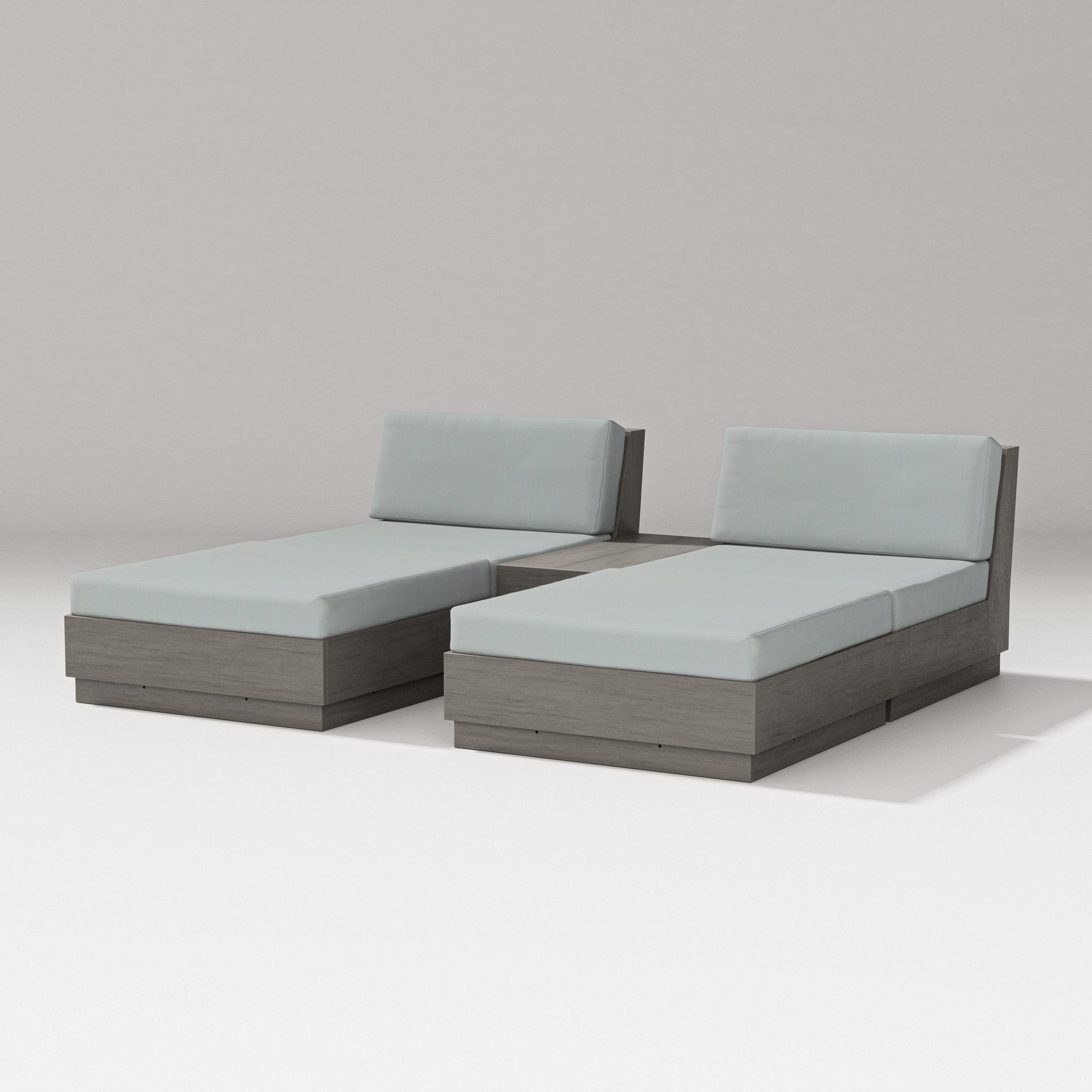 PW Designer Series Elevate Double Chaise Set in Driftwood / Spa