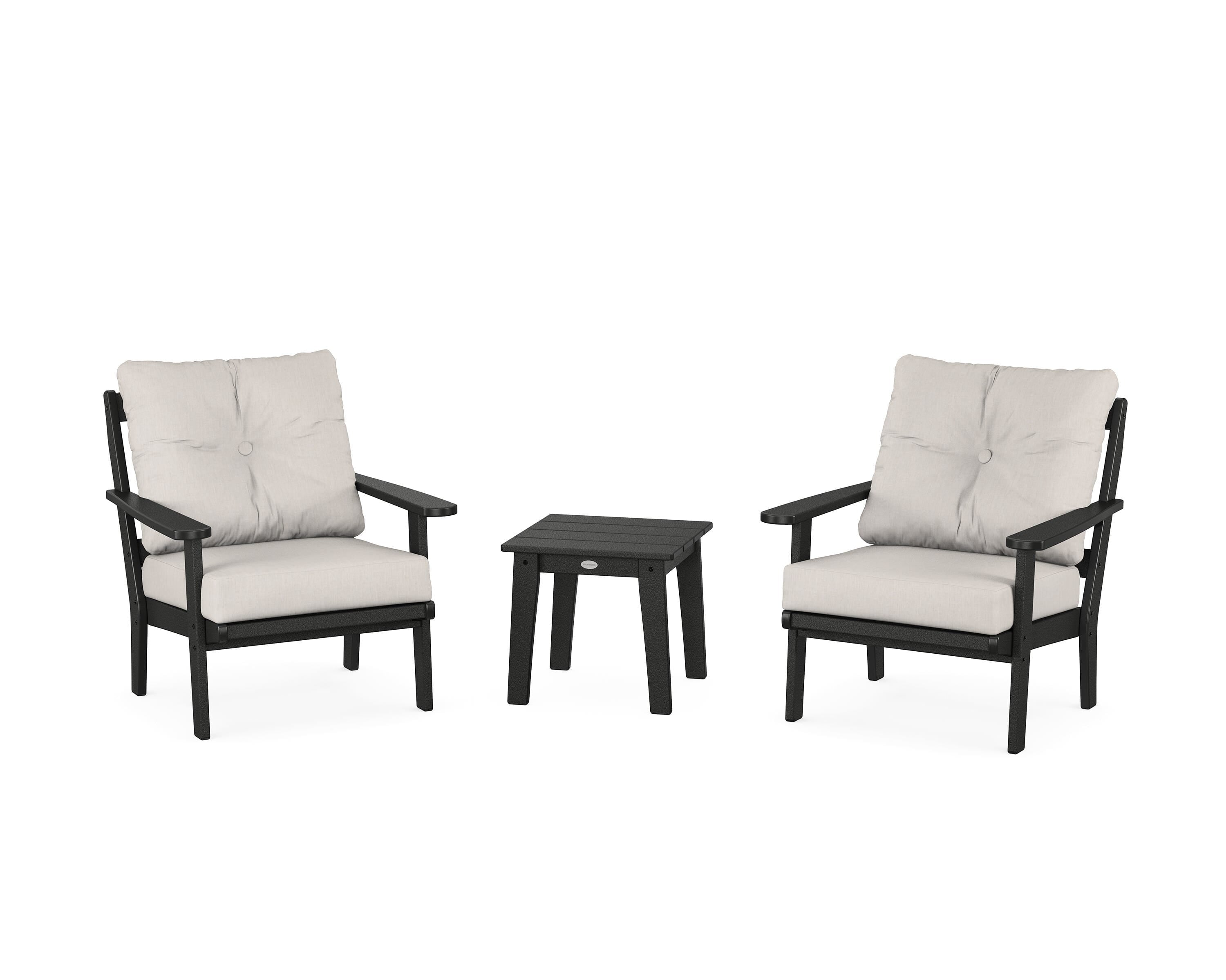 POLYWOOD Mission 3-Piece Deep Seating Set in Black / Cast Ash