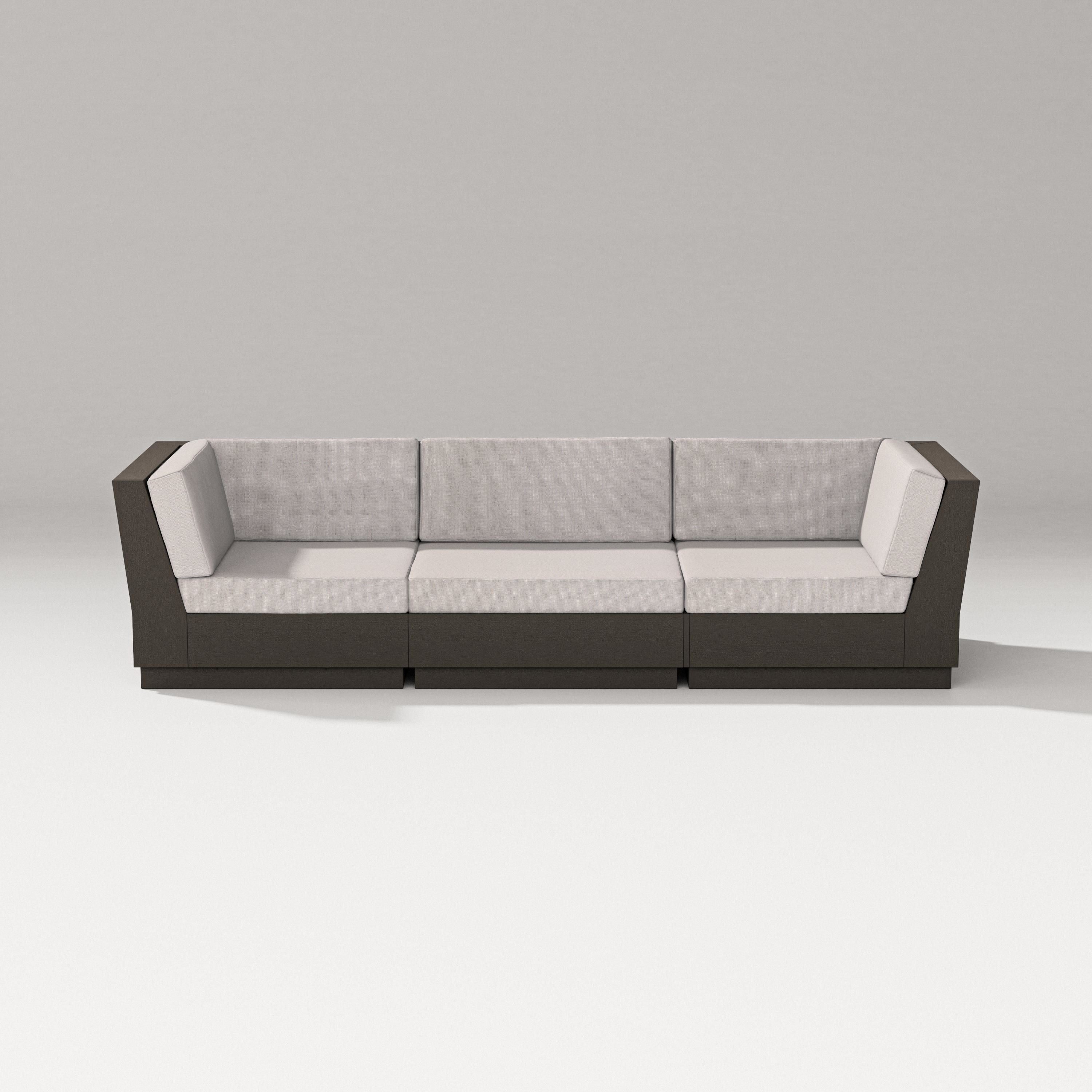 PW Designer Series Elevate Sofa Sectional in Vintage Coffee / Dune Burlap