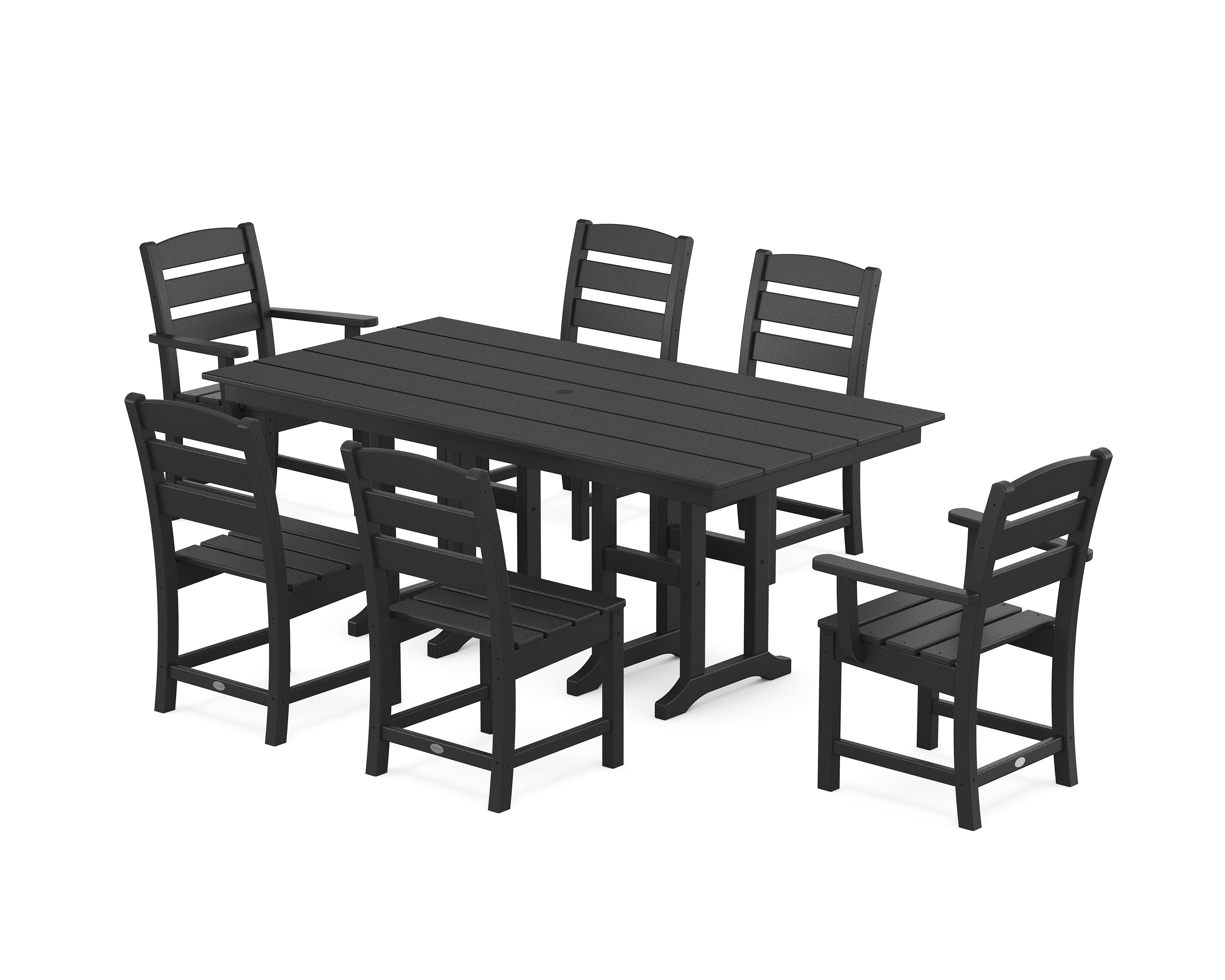 POLYWOOD Lakeside 7-Piece Farmhouse Dining Set in Black