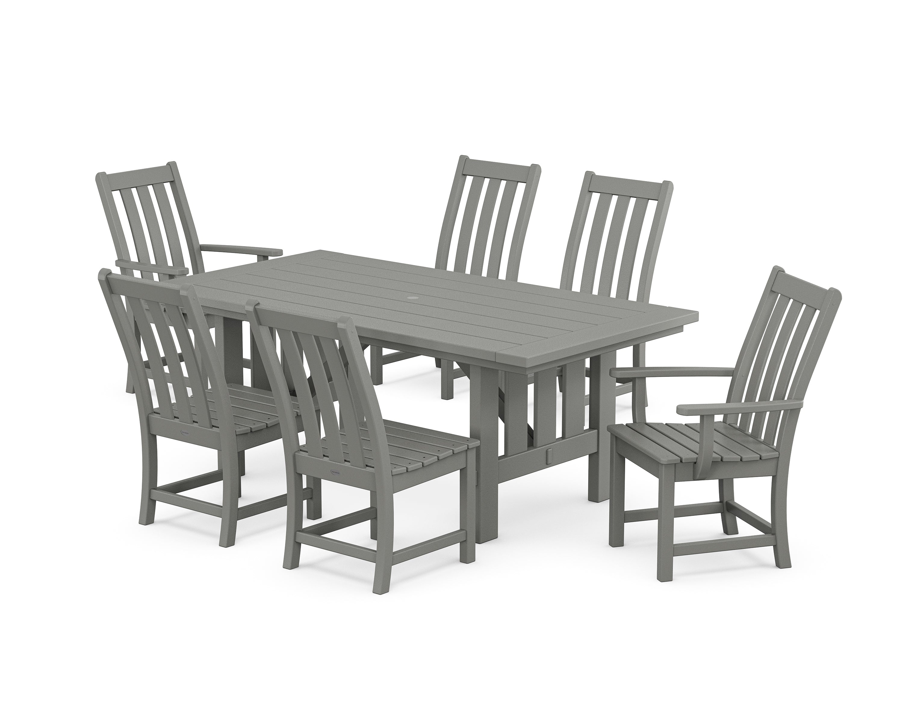 POLYWOOD® Vineyard 7-Piece Dining Set with Mission Table in Slate Grey