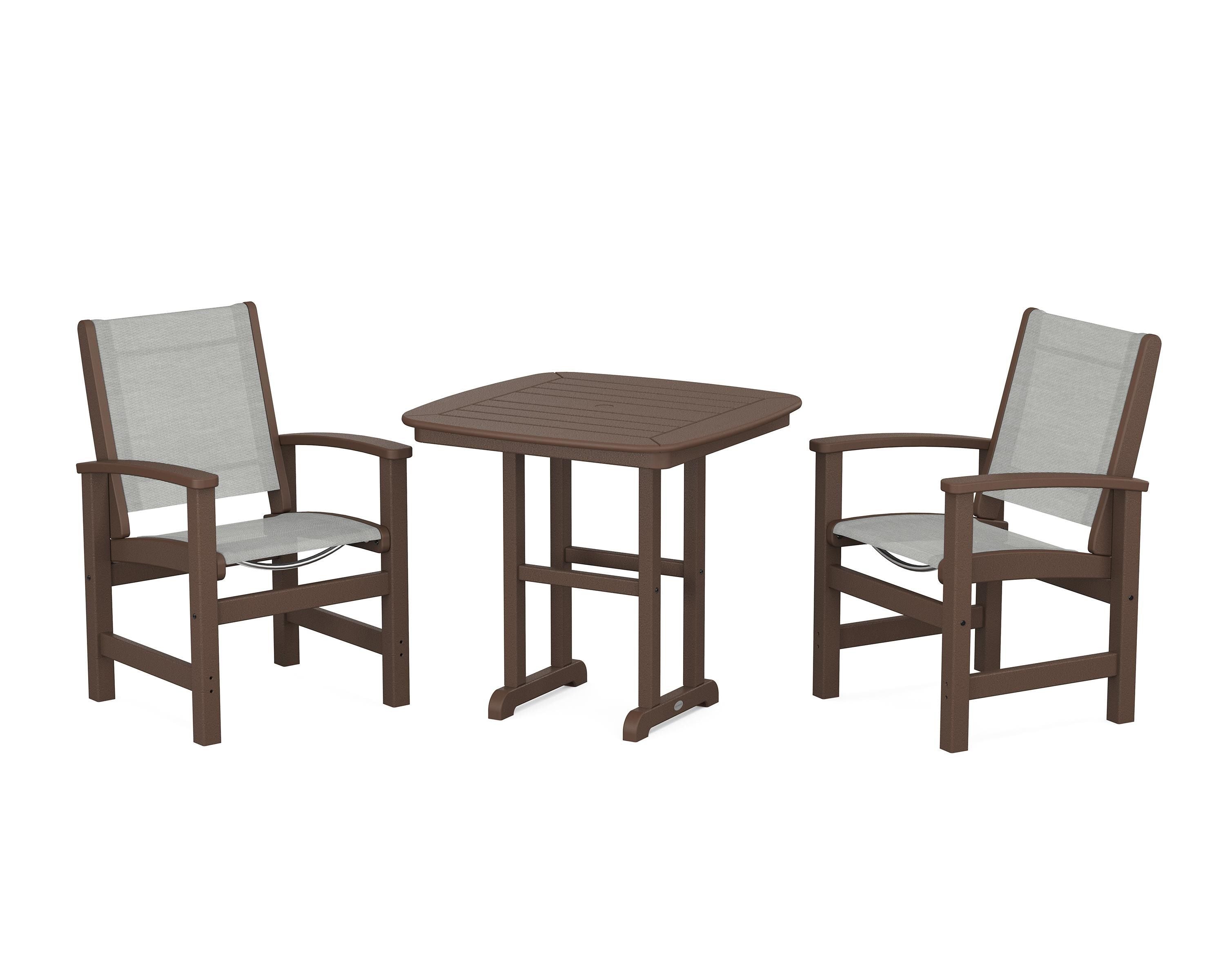 POLYWOOD Coastal 3-Piece Dining Set in Mahogany / Metallic Sling