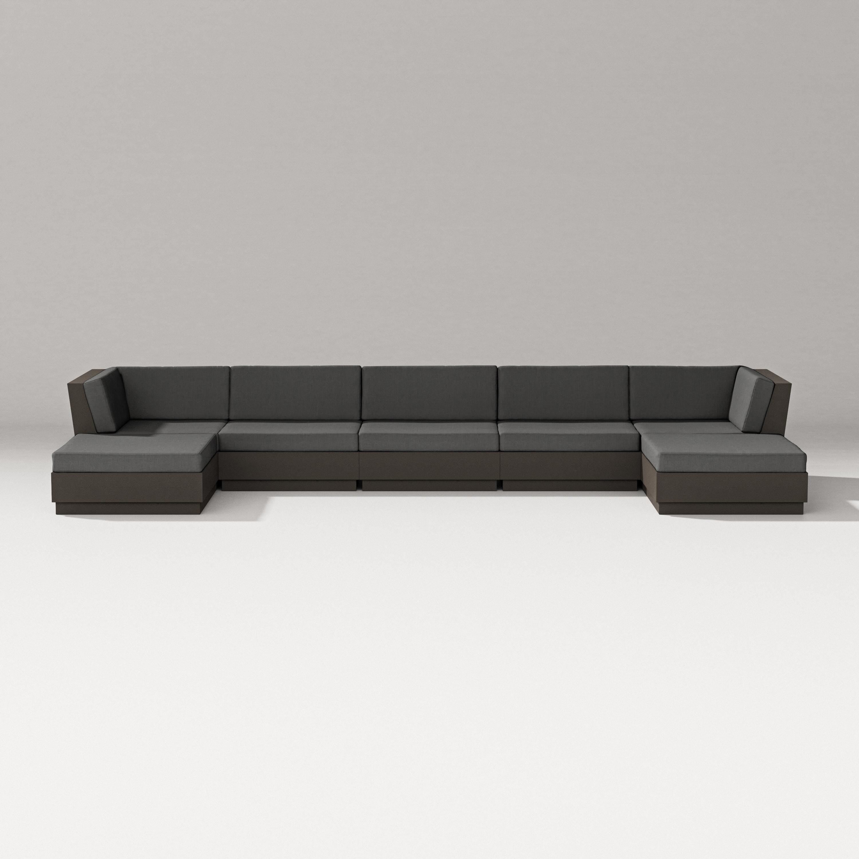 PW Designer Series Elevate 7-Piece Double Chaise Sectional in Vintage Coffee / Spectrum Carbon