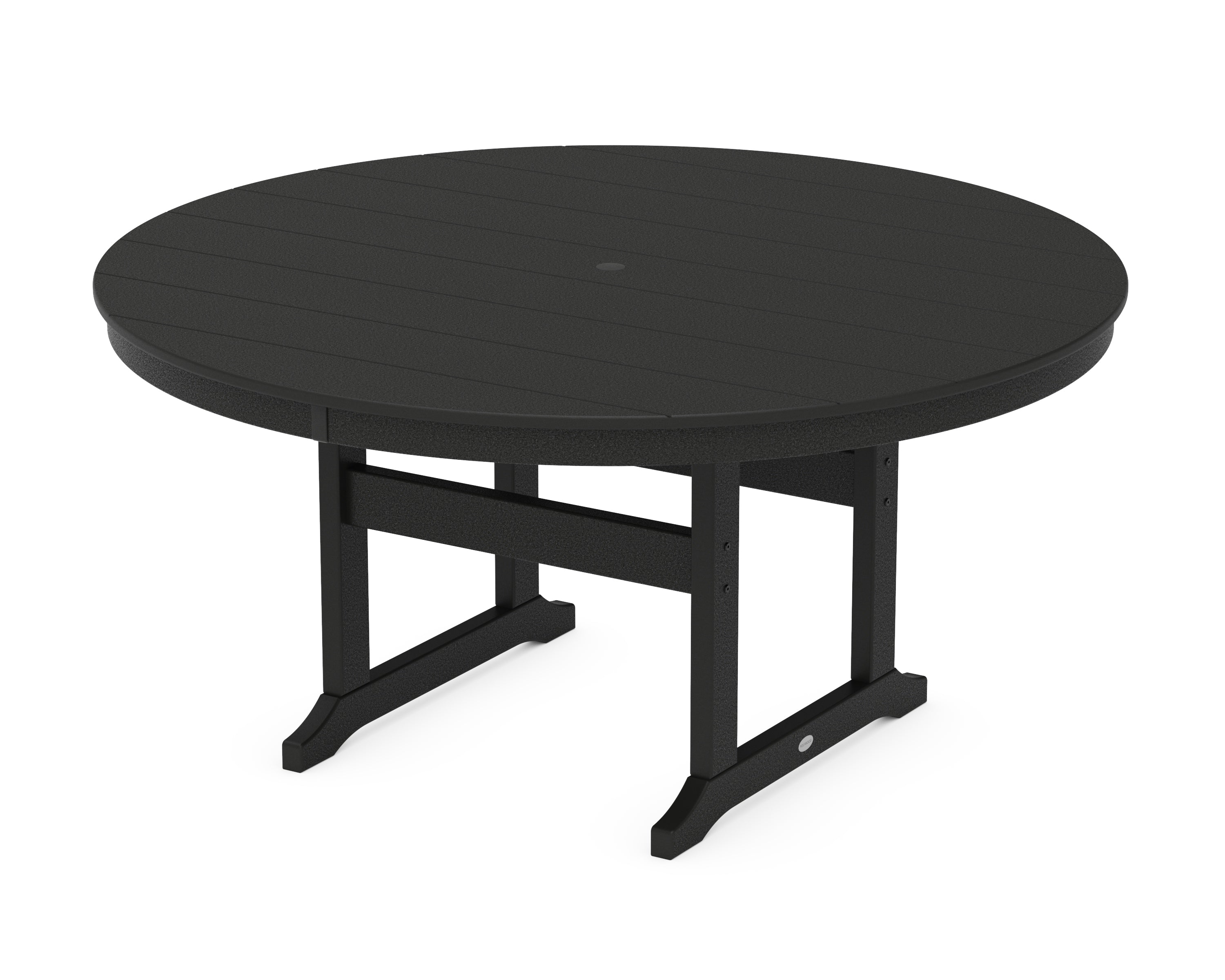 POLYWOOD 60” Round Farmhouse Dining Table in Black