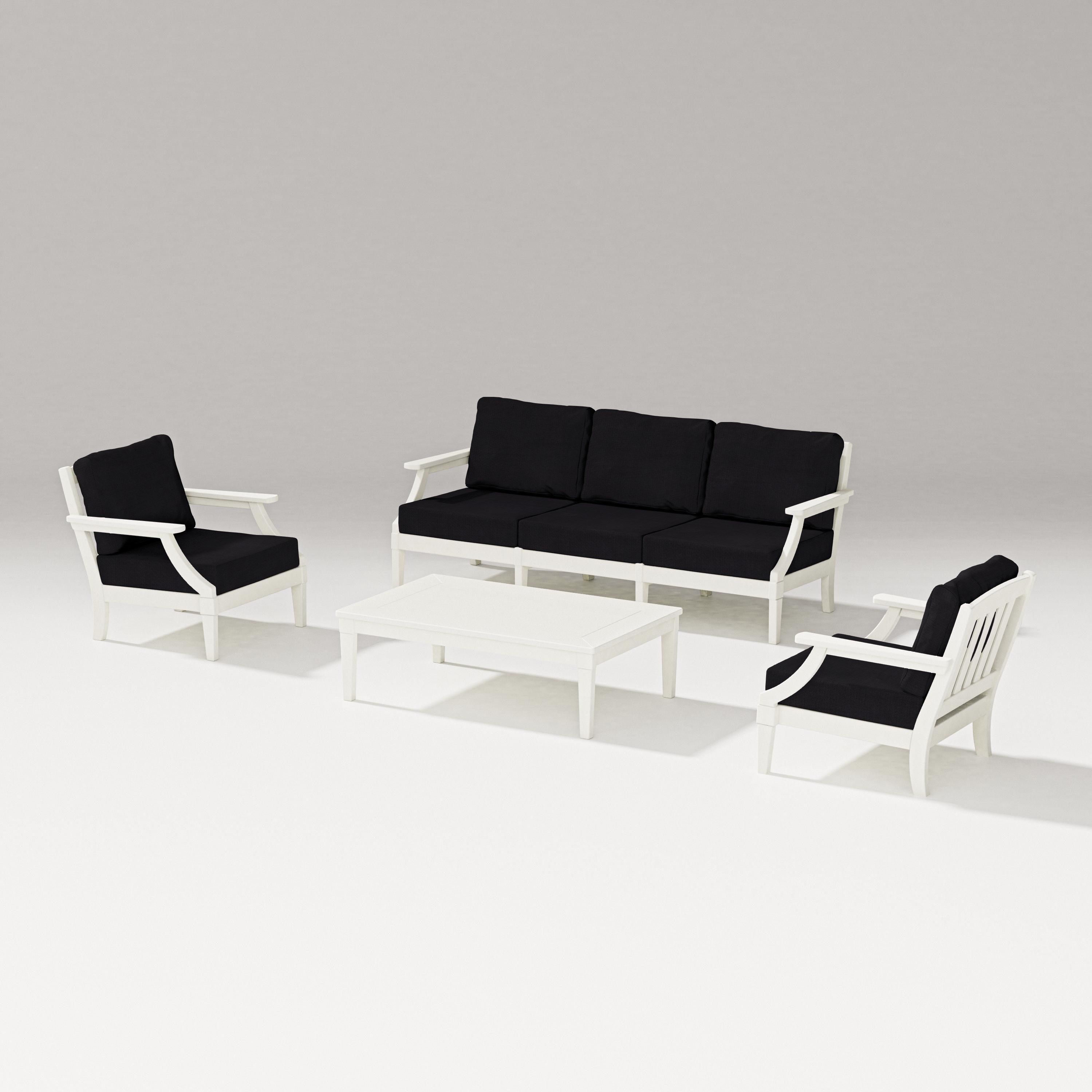 PW Designer Series Estate 4-Piece Lounge Sofa Set in Vintage White / Midnight Linen