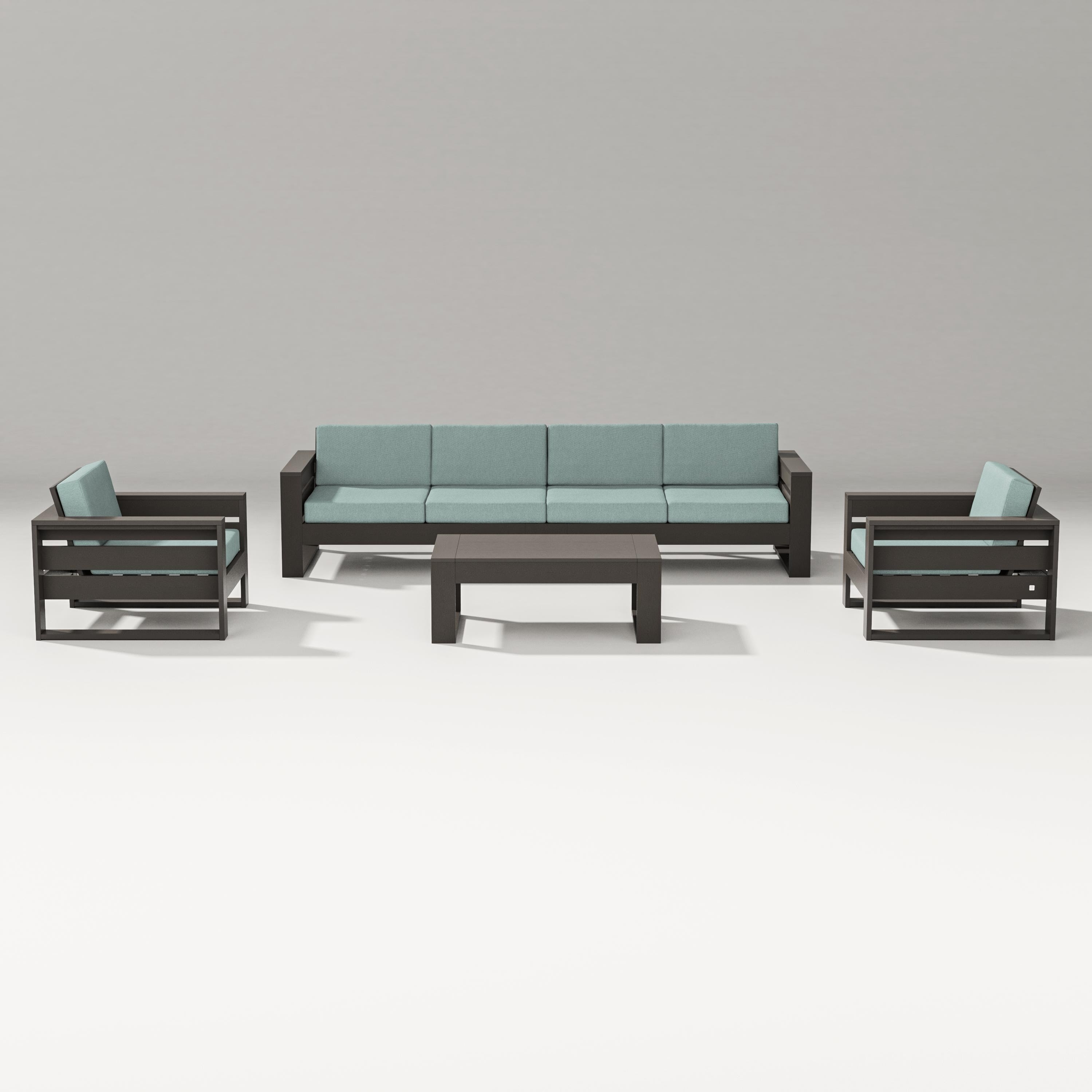 PW Designer Series Latitude 5-Piece Lounge Sofa Set in Vintage Coffee / Glacier Spa