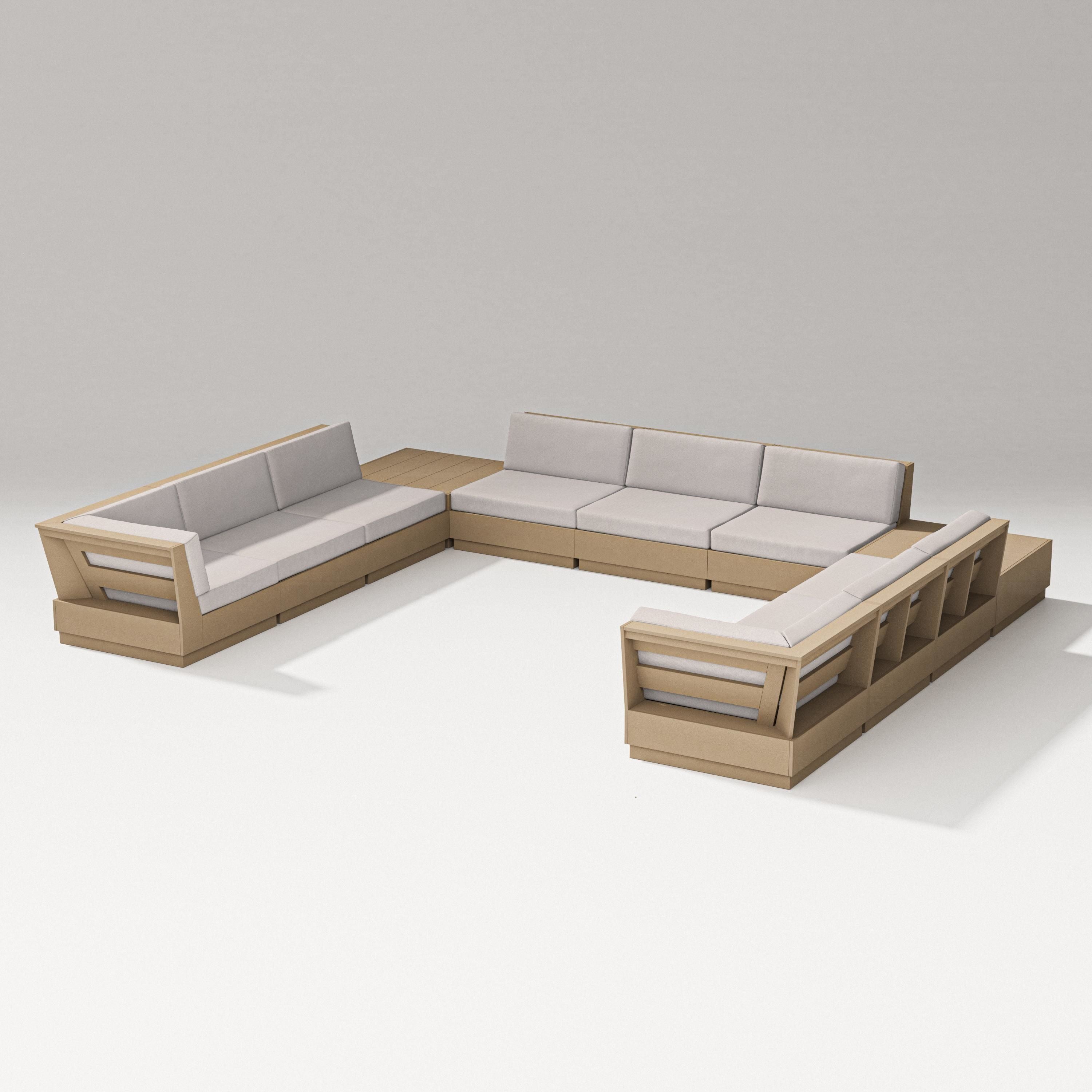 PW Designer Series Elevate 11-Piece U-Shaped Sofa Sectional in Vintage Sahara / Dune Burlap