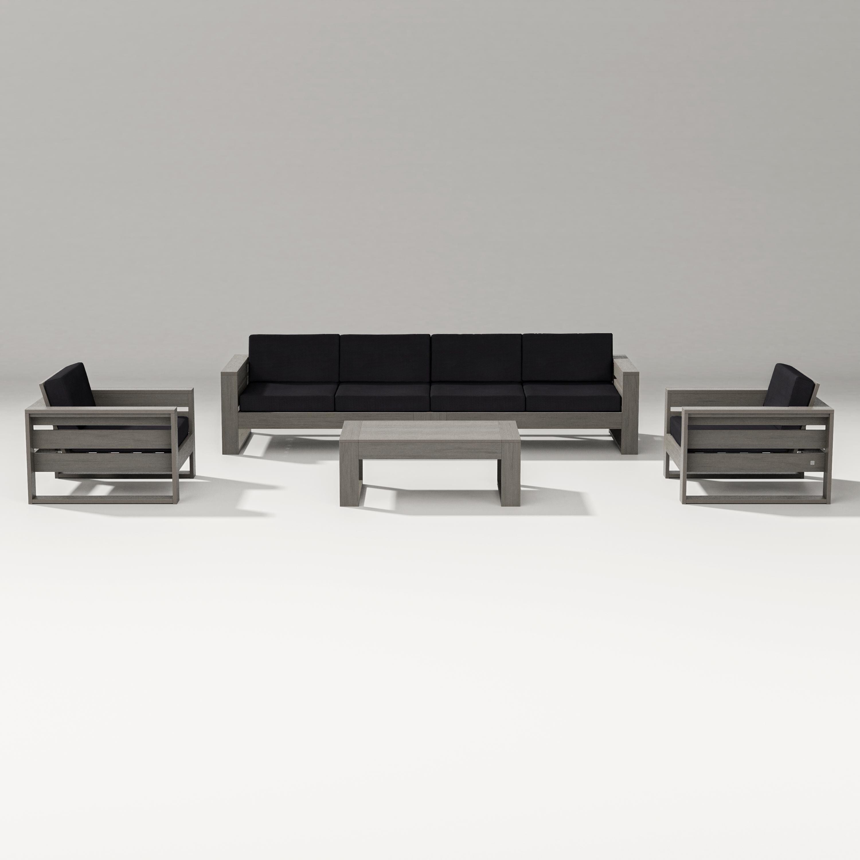 PW Designer Series Latitude 5-Piece Lounge Sofa Set in Driftwood / Midnight Linen