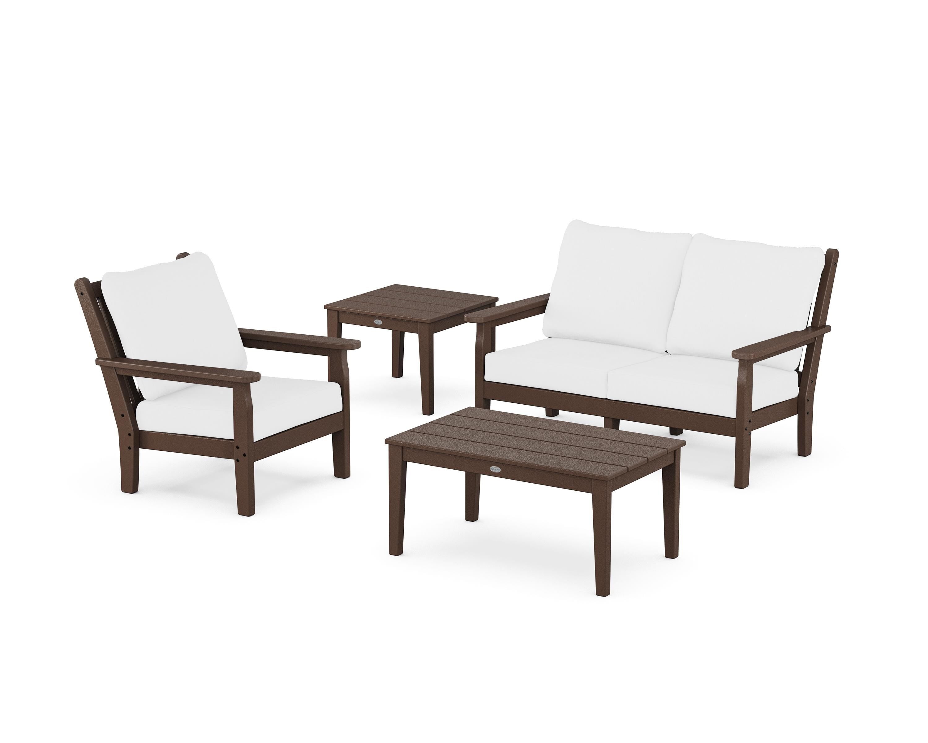 POLYWOOD Chippendale 4-Piece Deep Seating Set in Mahogany / Natural