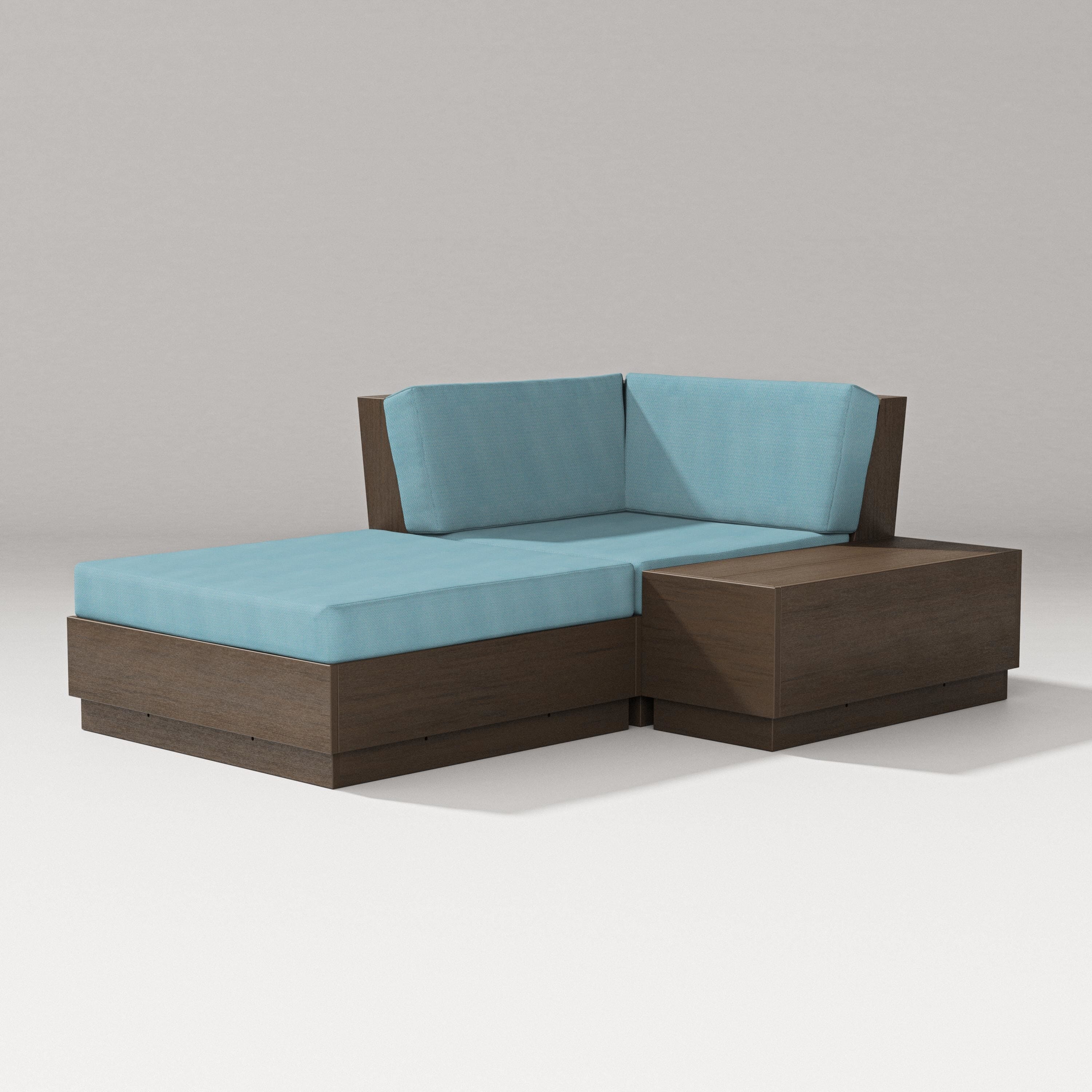 PW Designer Series Elevate Corner Chaise in Kona / Lattice Sky Blue