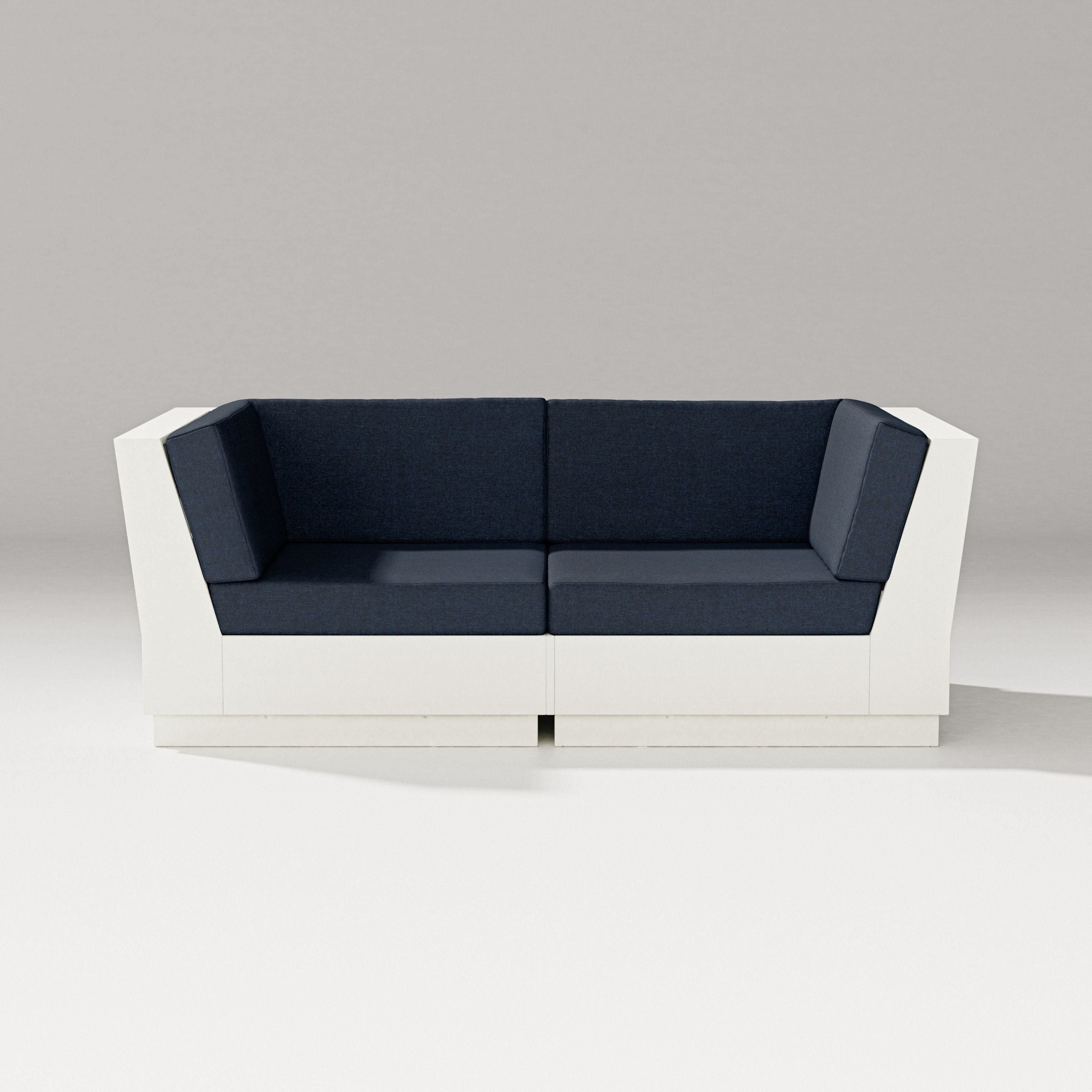 PW Designer Series Elevate Loveseat Sectional in Vintage White / Marine Indigo