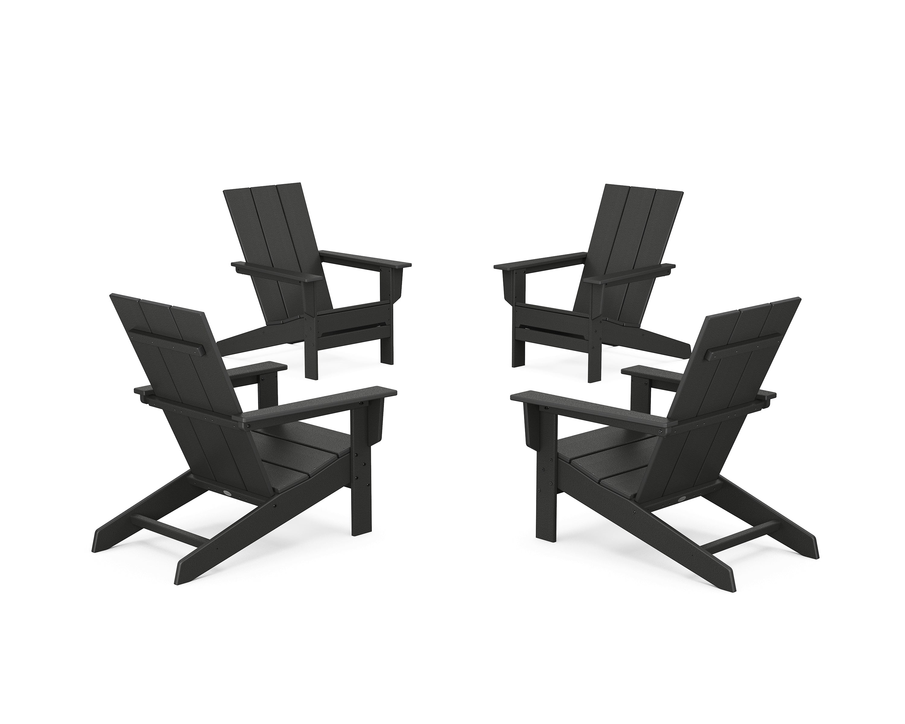 POLYWOOD® 4-Piece Modern Studio Adirondack Chair Conversation Set in Black
