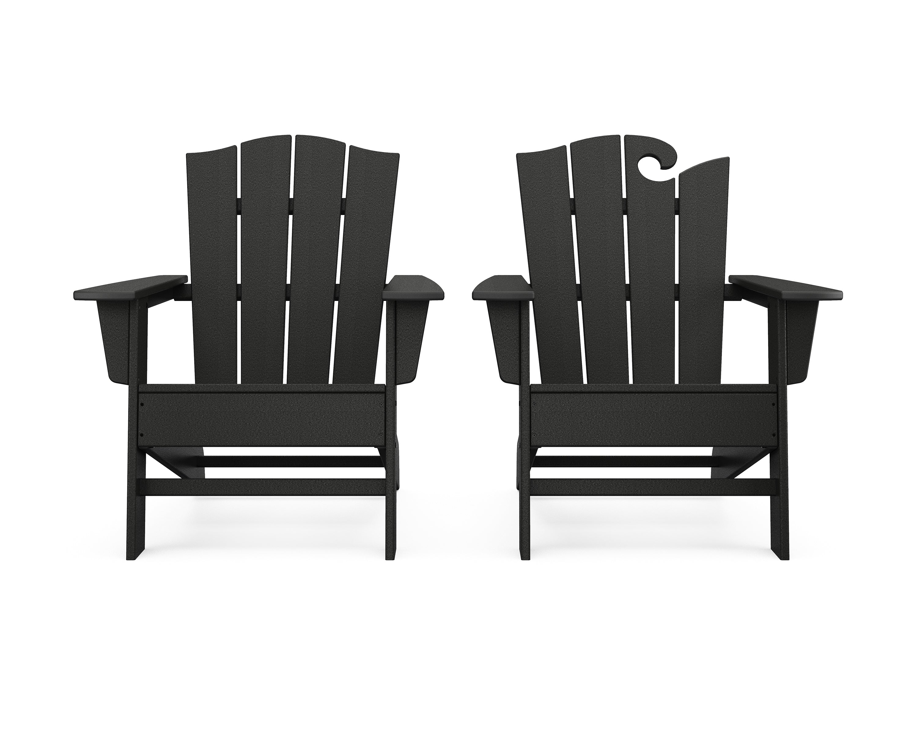 POLYWOOD® Wave 2-Piece Adirondack Chair Set with The Crest Chair in Black