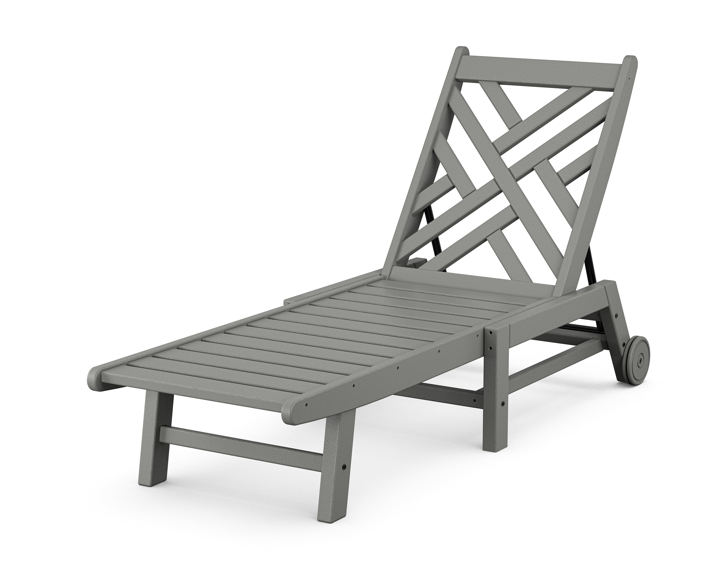 POLYWOOD® Chippendale Chaise with Wheels in Slate Grey