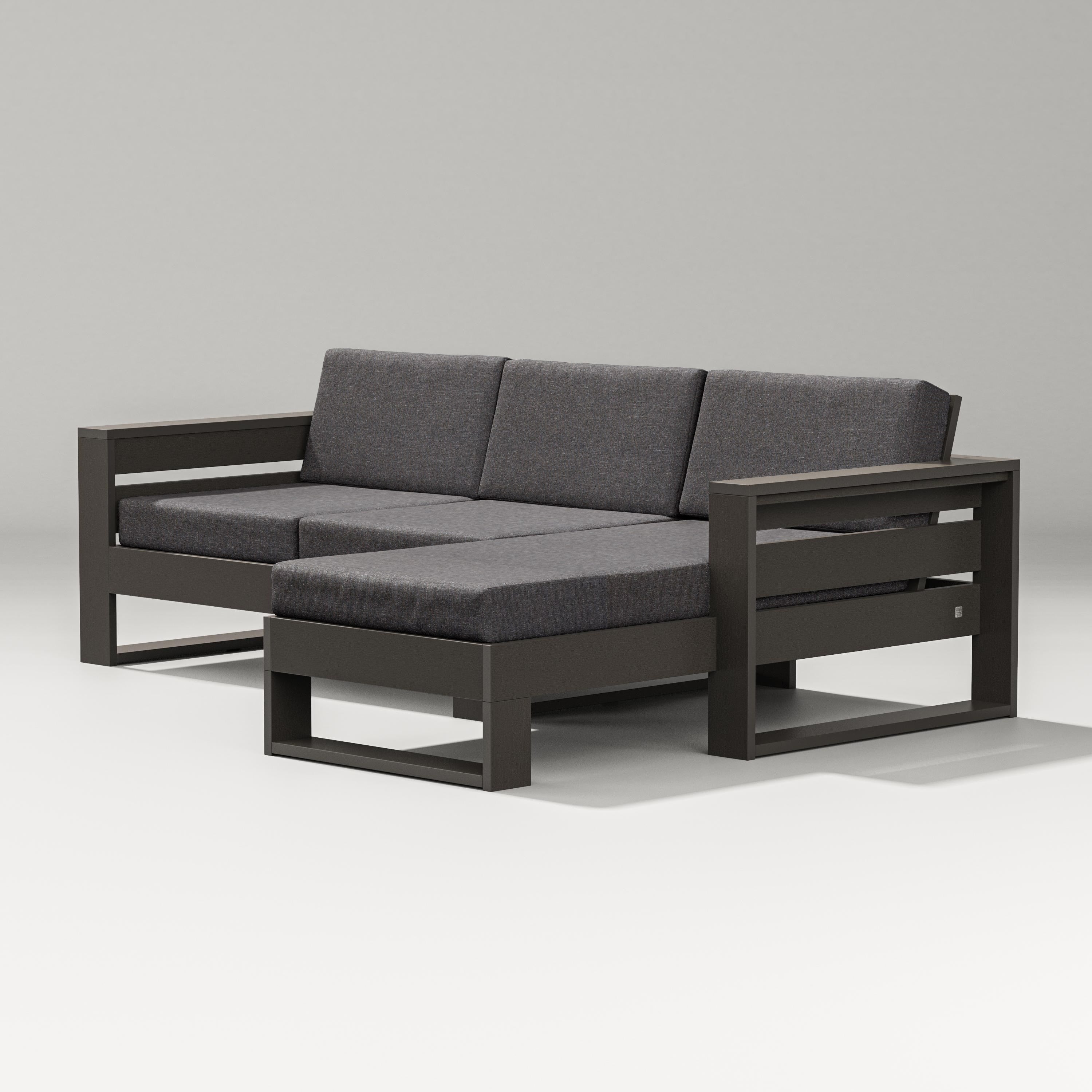 PW Designer Series Latitude Right Chaise Sectional in Vintage Coffee / Ash Charcoal