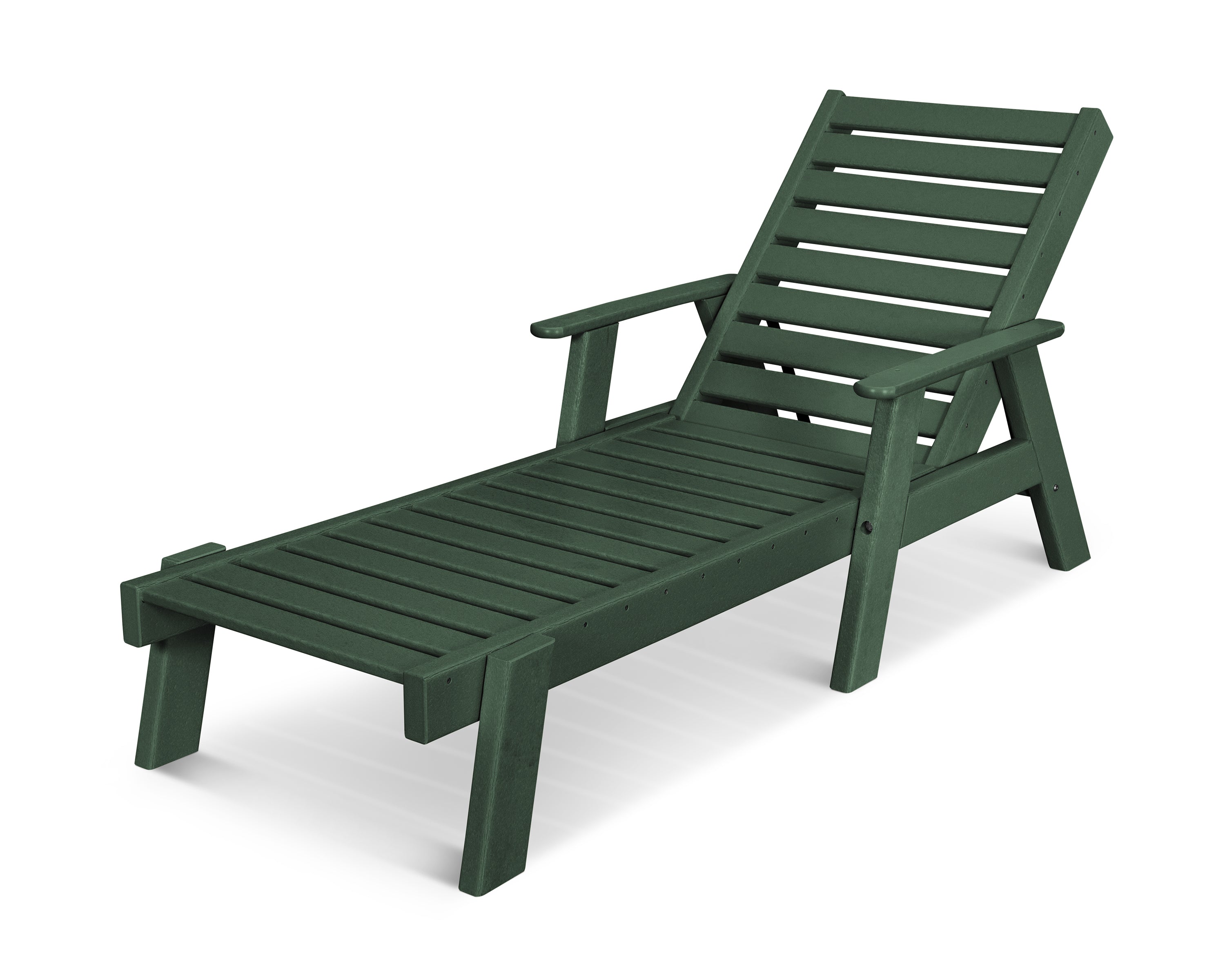 POLYWOOD® Captain Chaise with Arms in Green