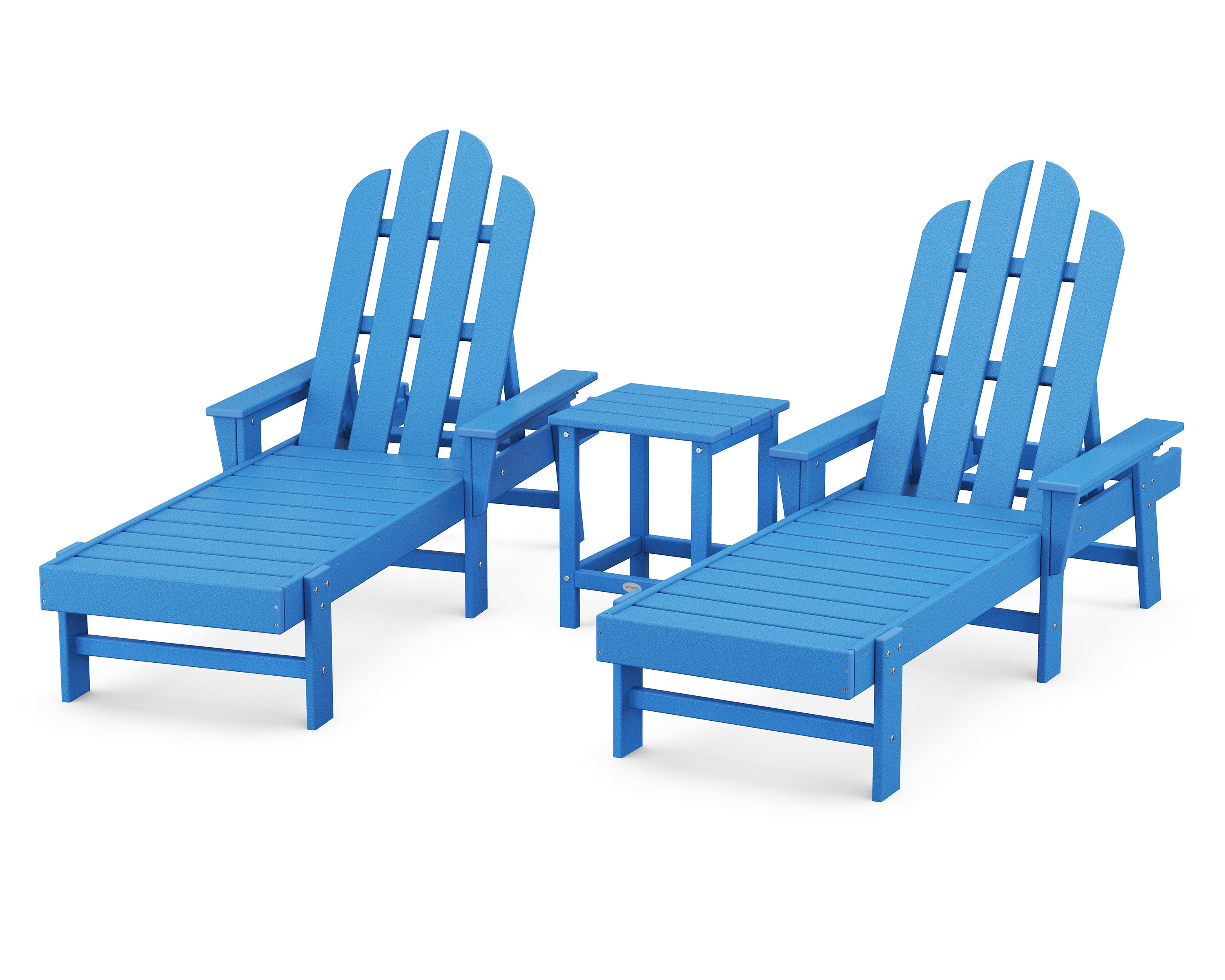 POLYWOOD Long Island Chaise 3-Piece Set in Pacific Blue