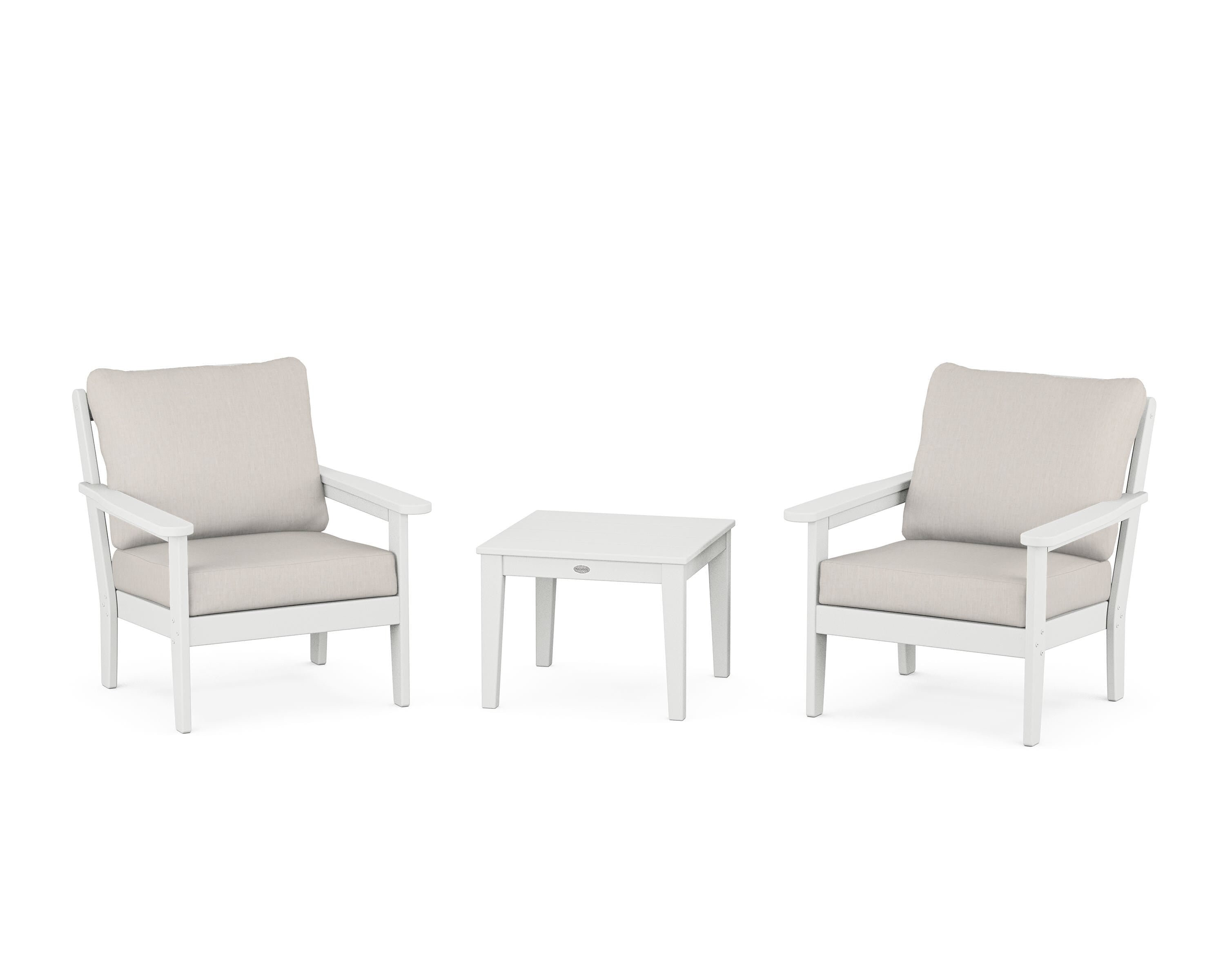 Country Living Cottage 3-Piece Deep Seating Set in White / Cast Ash