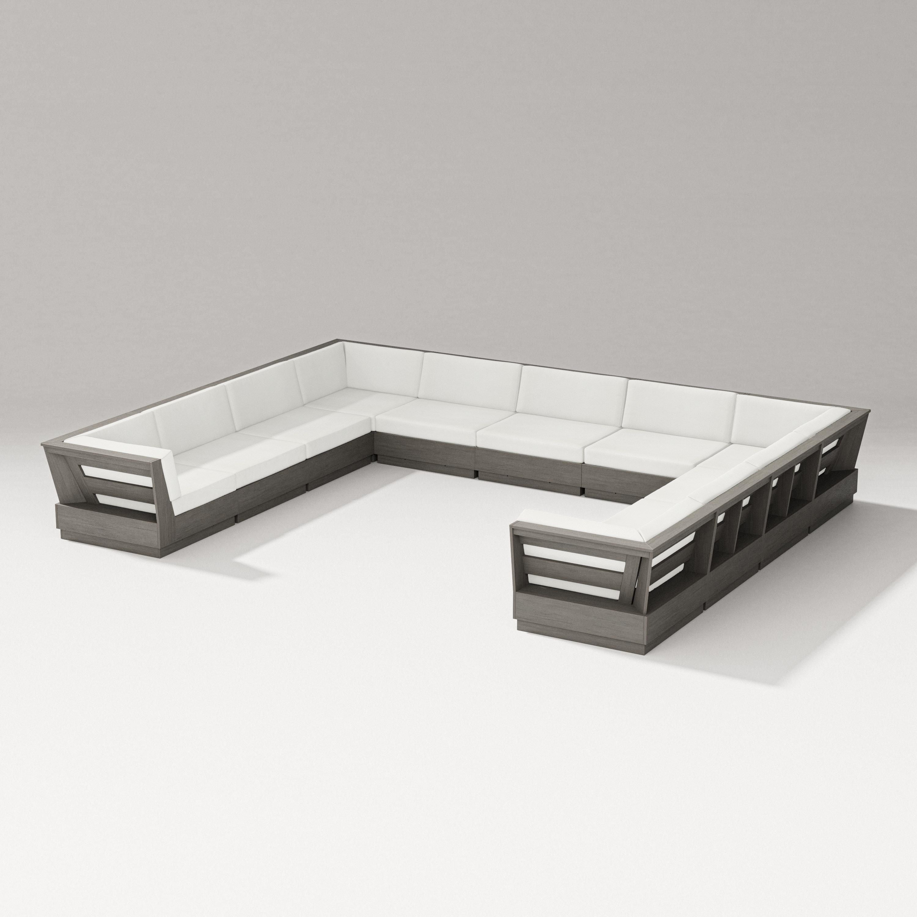PW Designer Series Elevate Large U-Shaped Sectional in Driftwood / Natural Linen