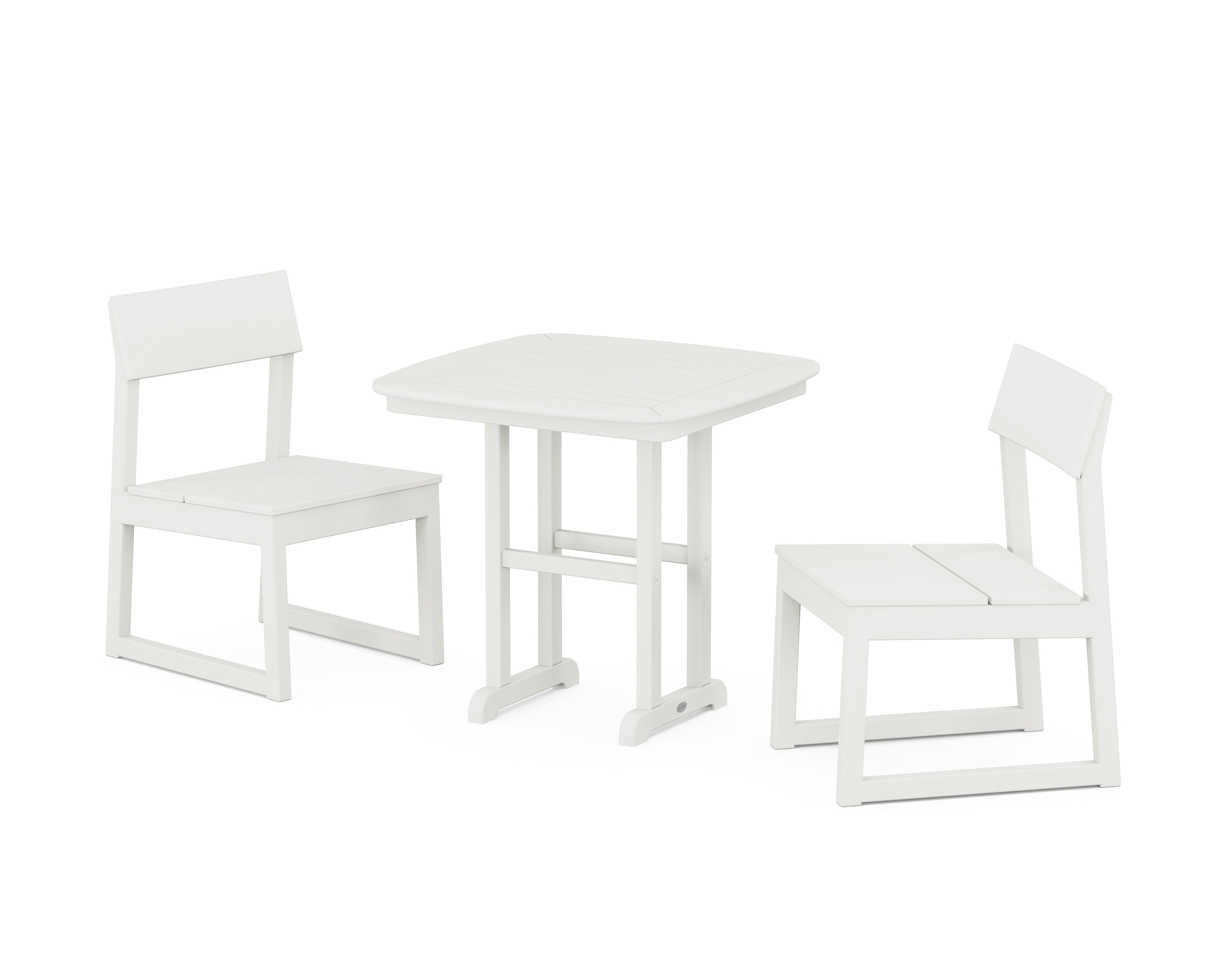 POLYWOOD® EDGE Side Chair 3-Piece Dining Set in Vintage White