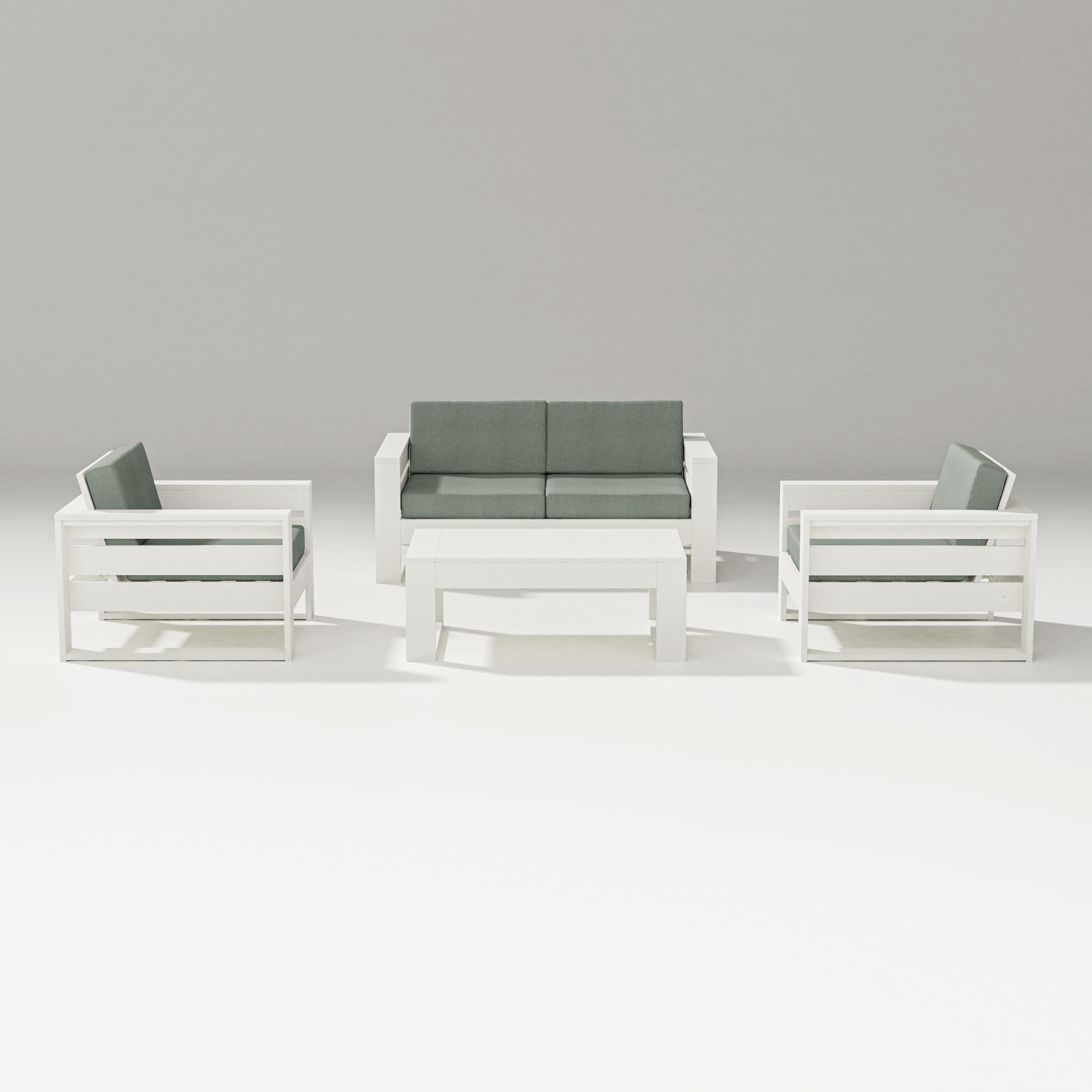 PW Designer Series Latitude 4-Piece Lounge Loveseat Set in Vintage White / Cast Sage