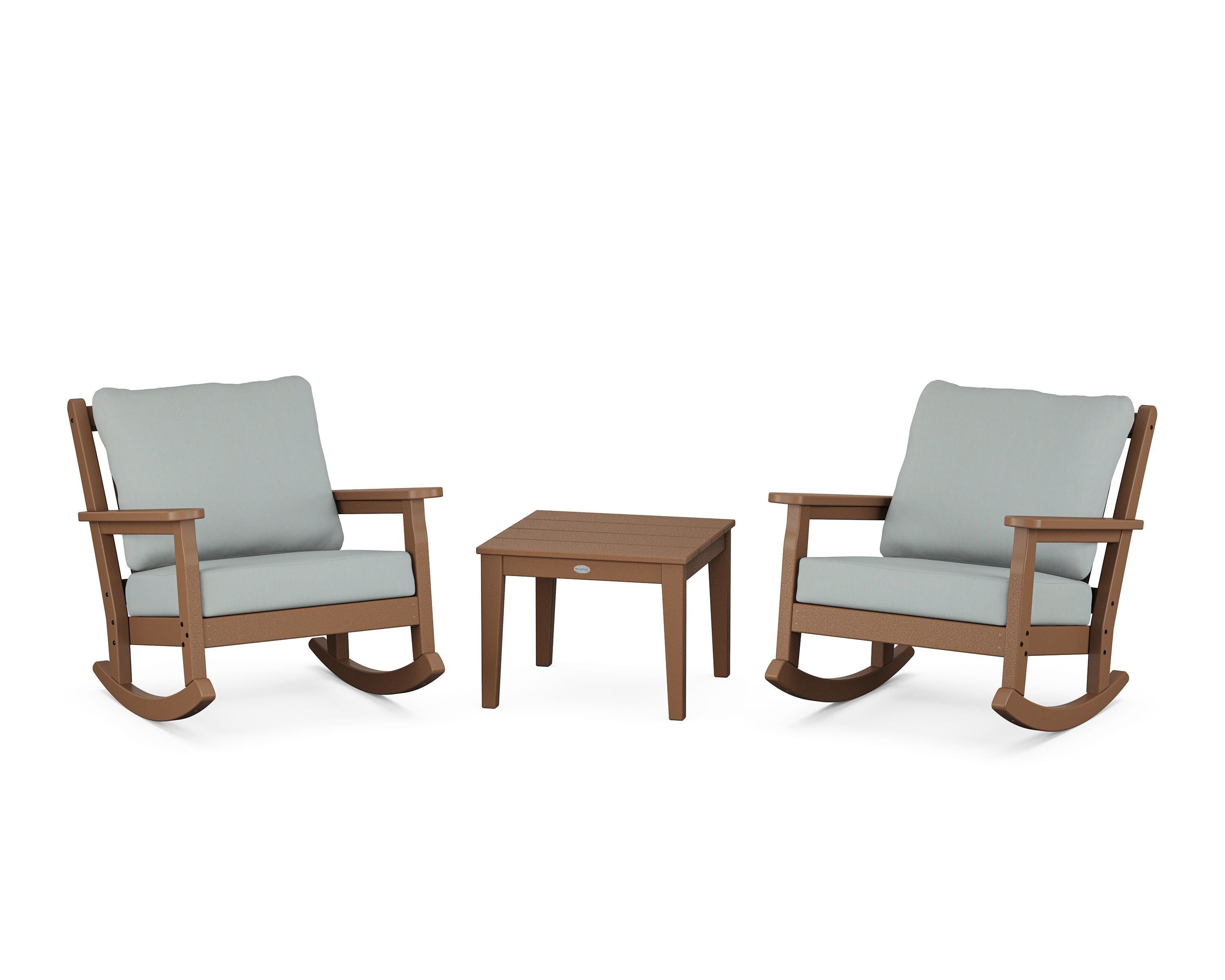 POLYWOOD Chippendale 3-Piece Deep Seating Rocker Set in Teak / Spa