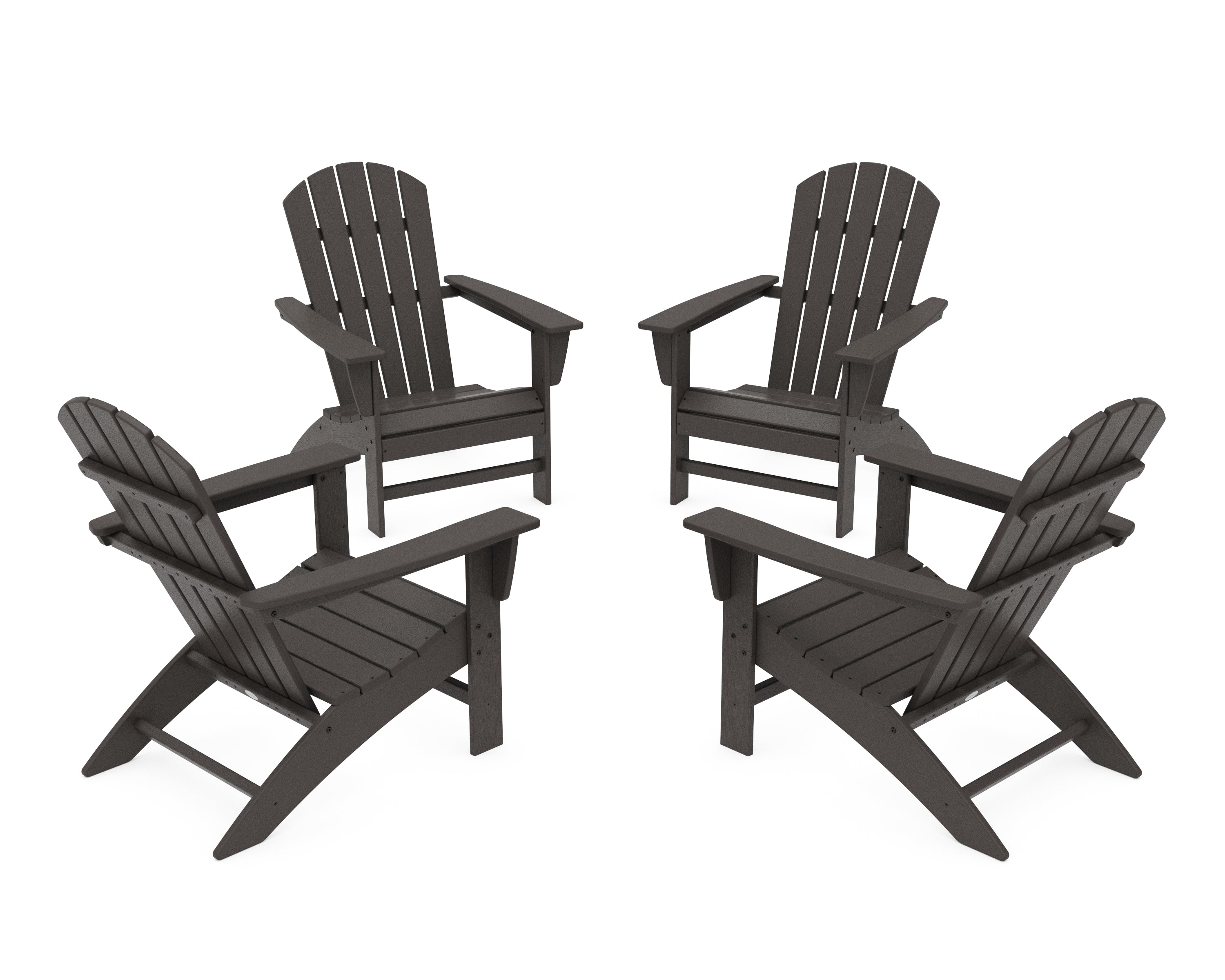POLYWOOD Nautical 4-Piece Adirondack Conversation Set in Vintage Coffee