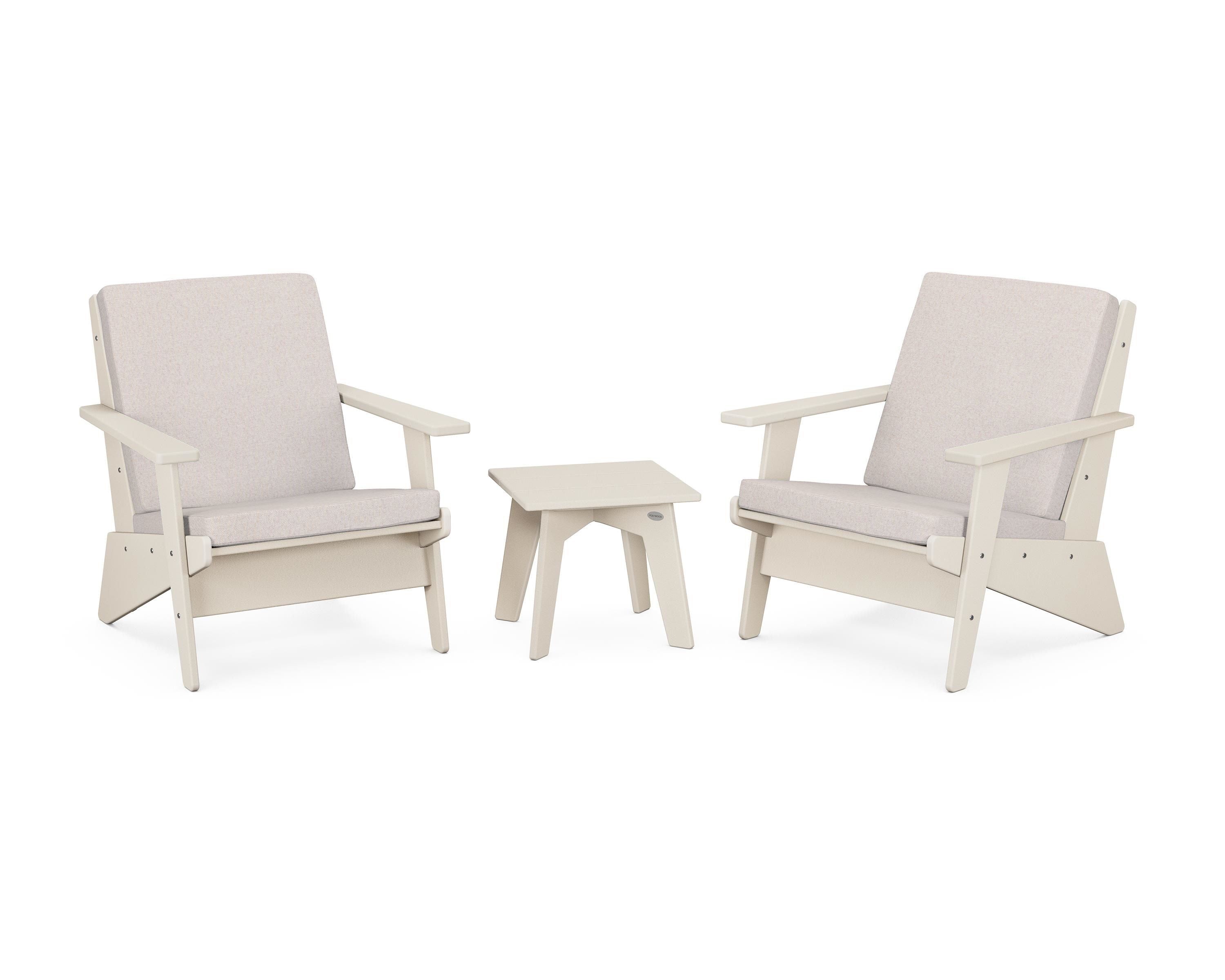 POLYWOOD Riviera Modern Lounge 3-Piece Set in Sand / Dune Burlap