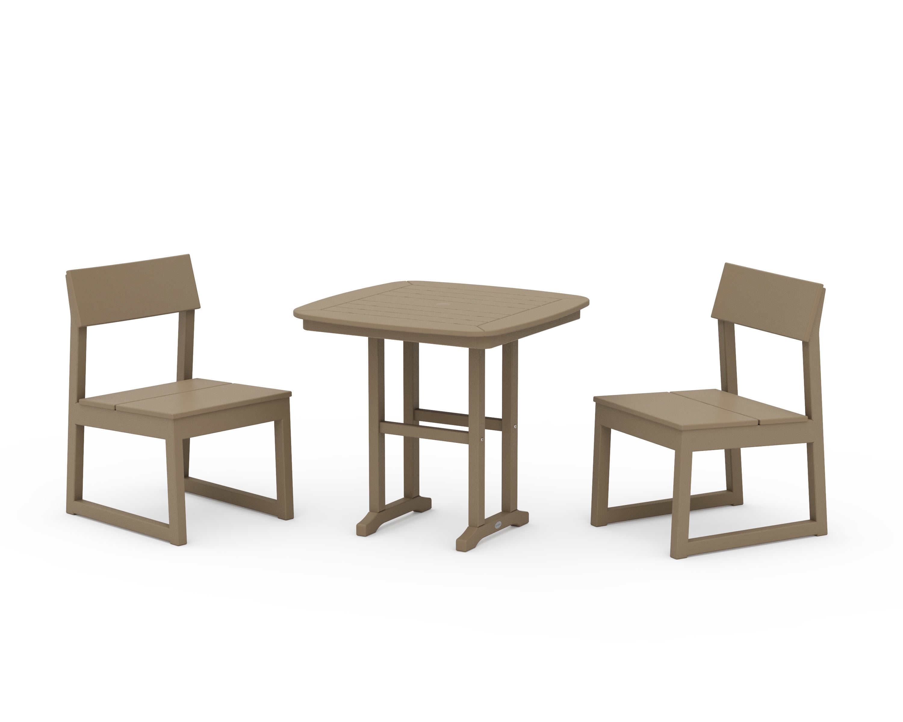 POLYWOOD EDGE Side Chair 3-Piece Dining Set in Vintage Sahara