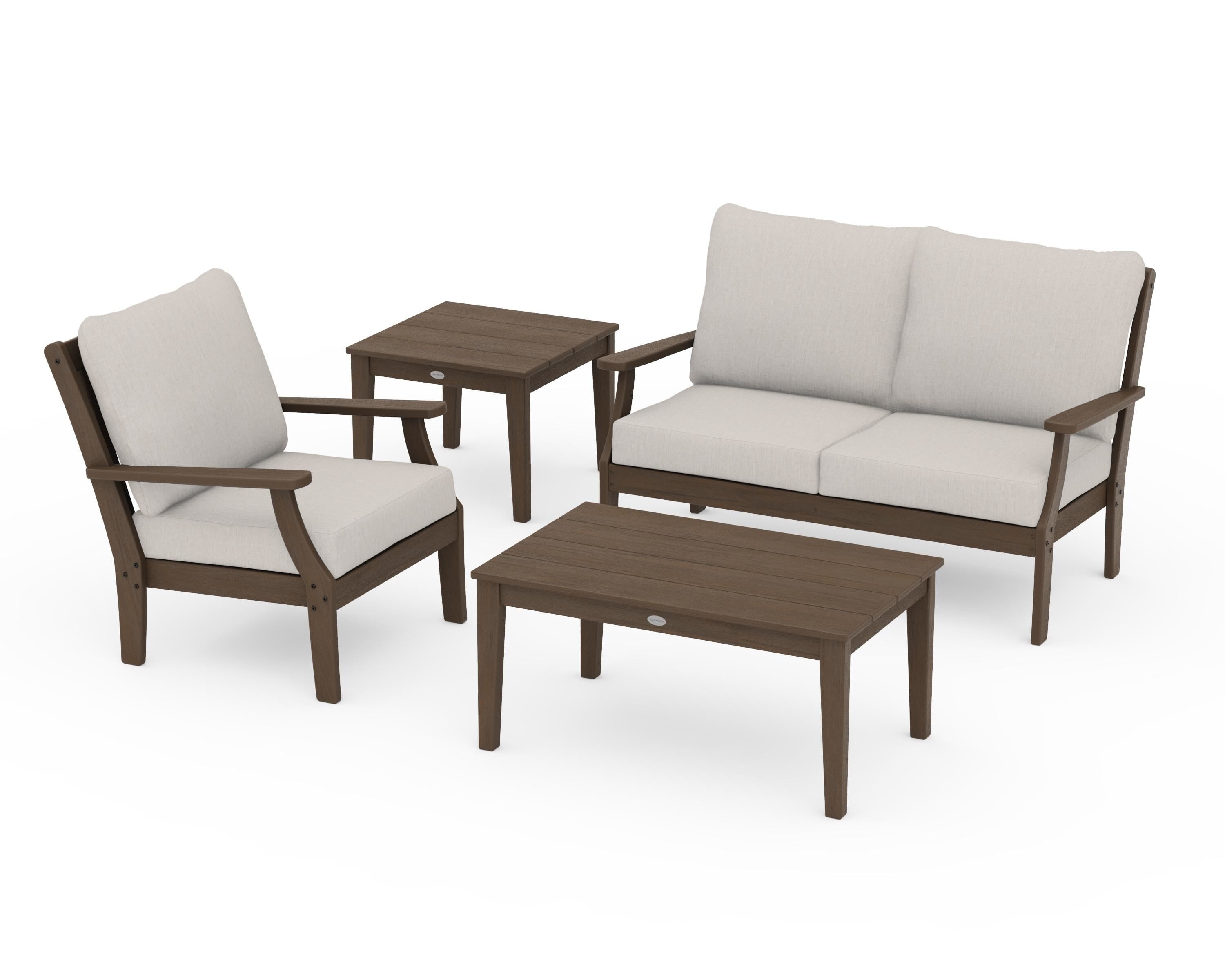 POLYWOOD Braxton 4-Piece Deep Seating Set in Kona / Cast Ash