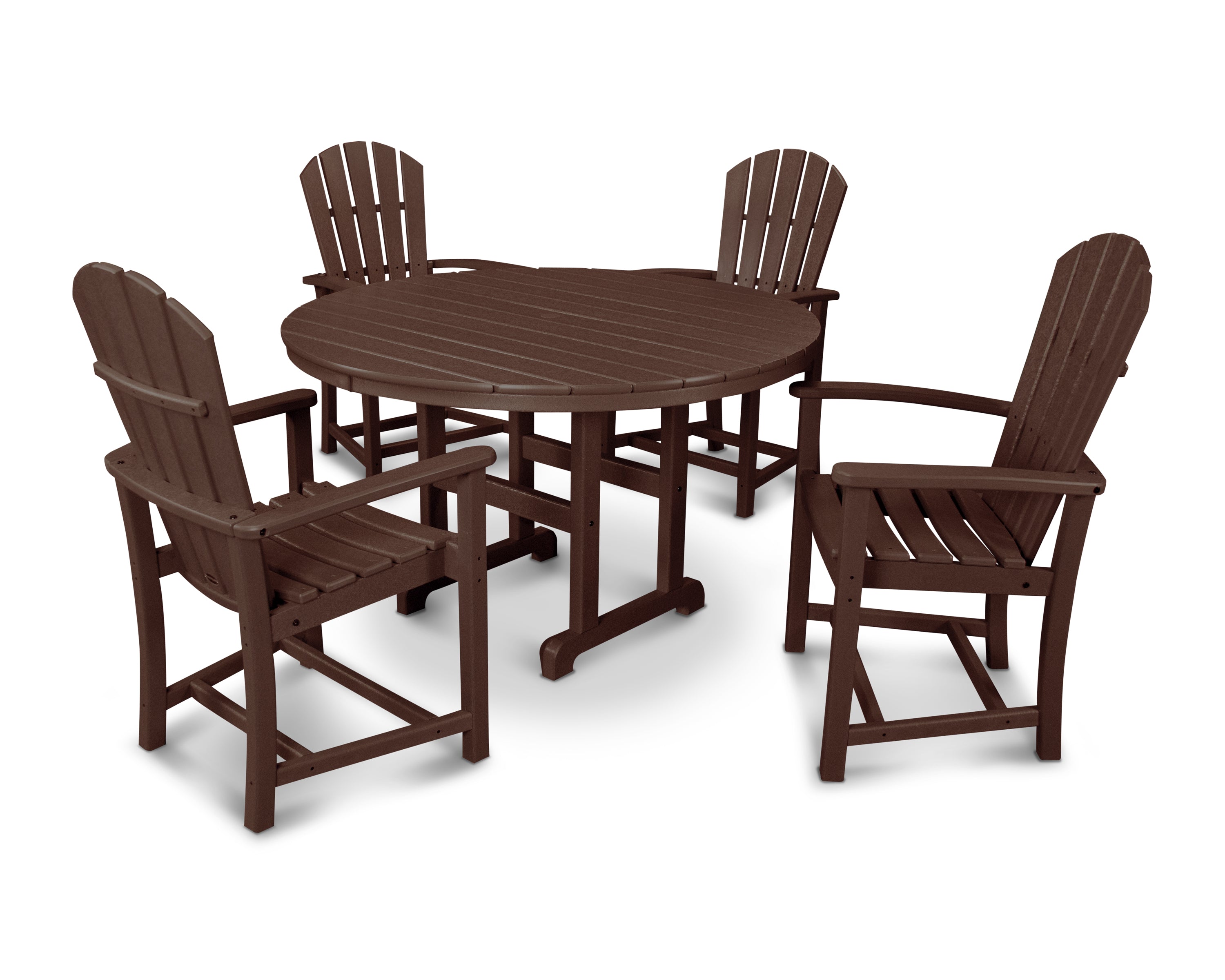 POLYWOOD® Palm Coast 5-Piece Round Farmhouse Dining Set in Mahogany