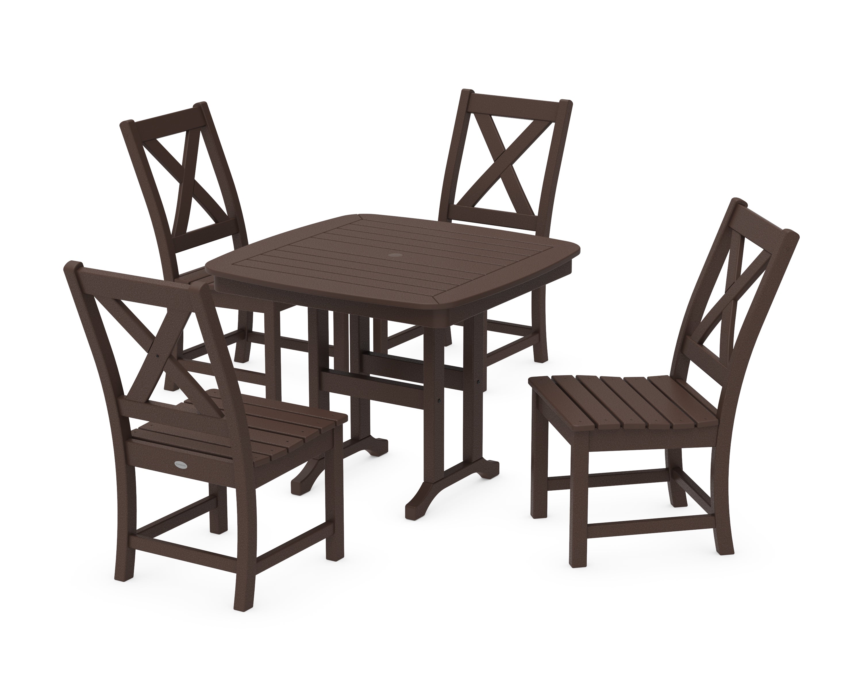 POLYWOOD Braxton Side Chair 5-Piece Dining Set in Mahogany