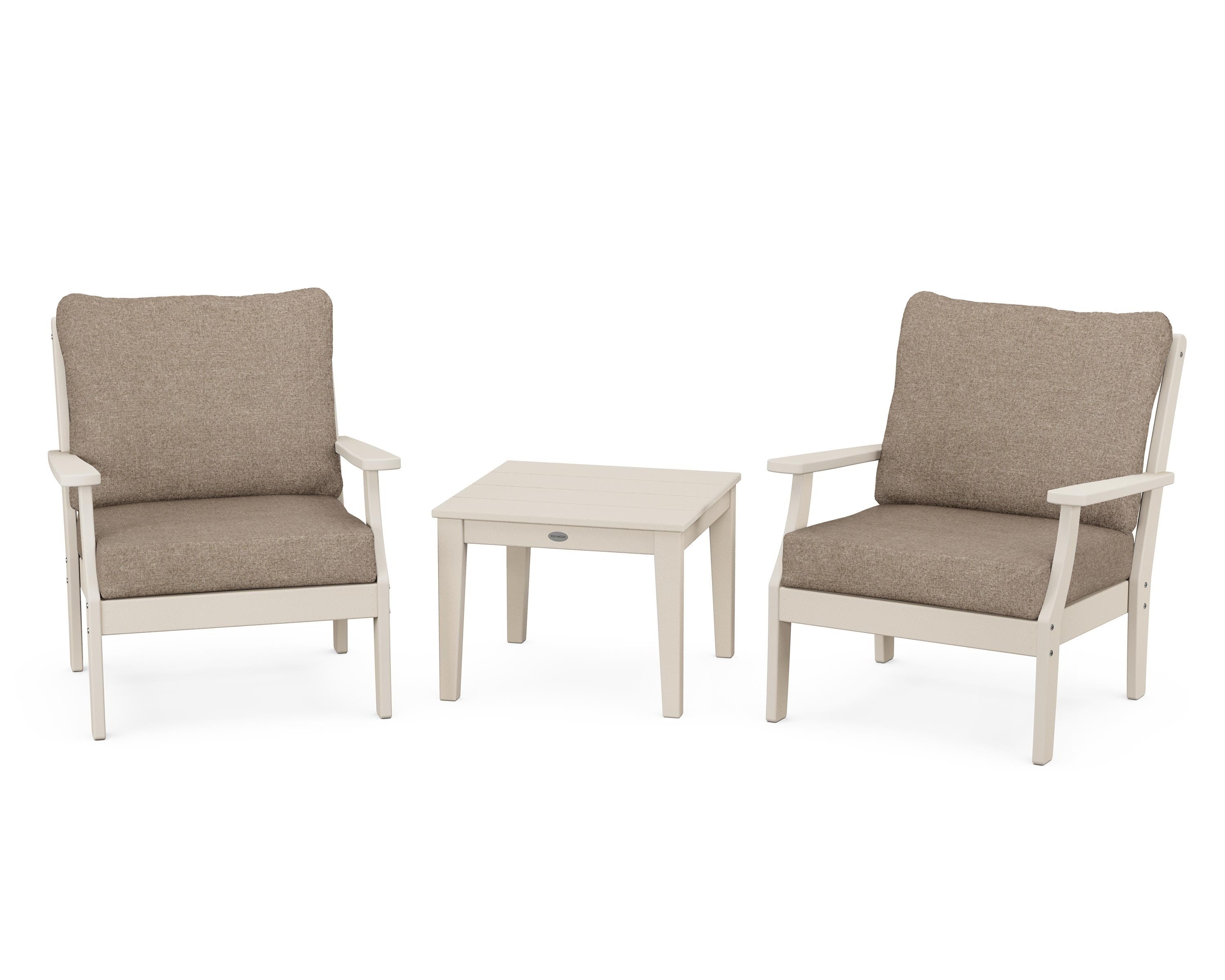 POLYWOOD Braxton 3-Piece Deep Seating Set in Sand / Spiced Burlap