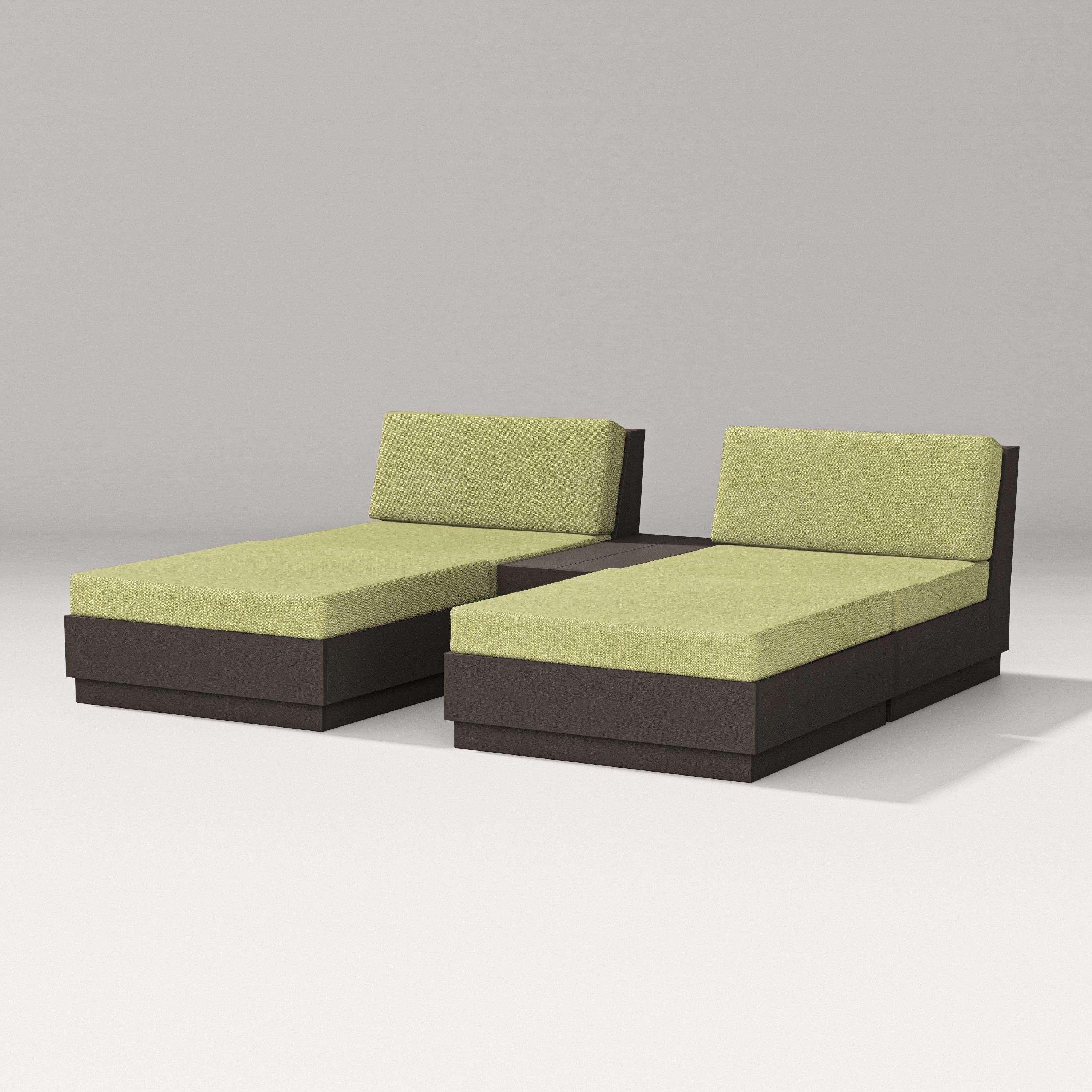 PW Designer Series Elevate Double Chaise Set in Vintage Coffee / Chartreuse Boucle