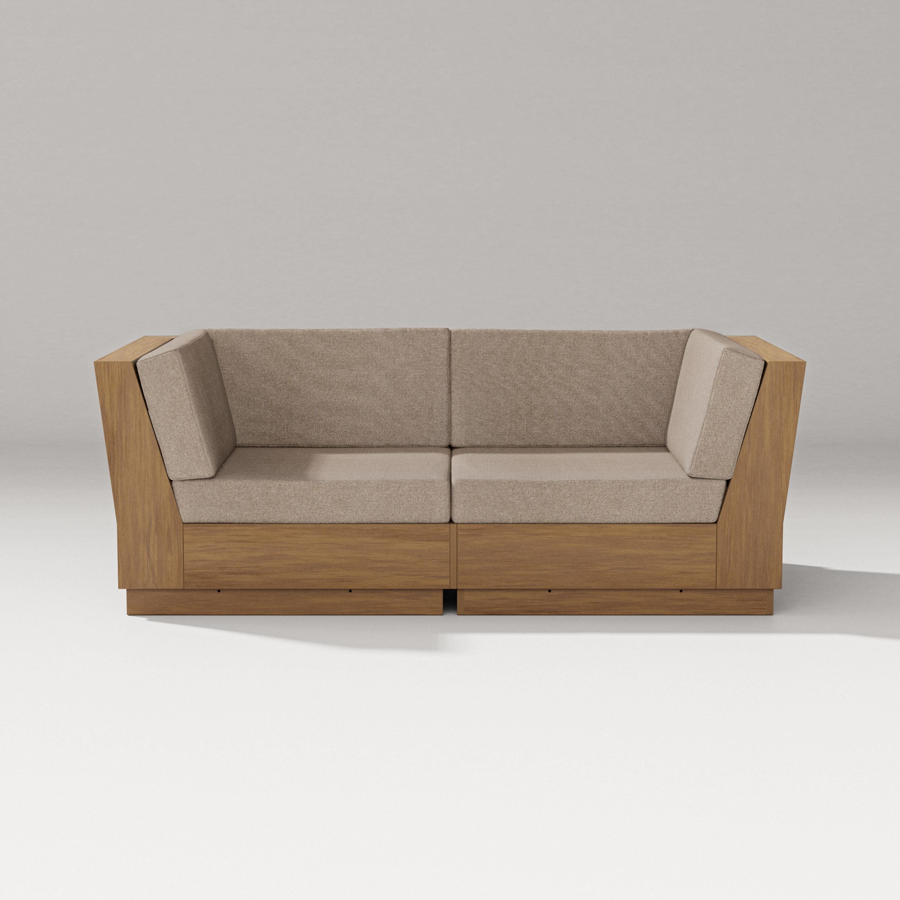 PW Designer Series Elevate Loveseat Sectional in Natural / Spiced Burlap