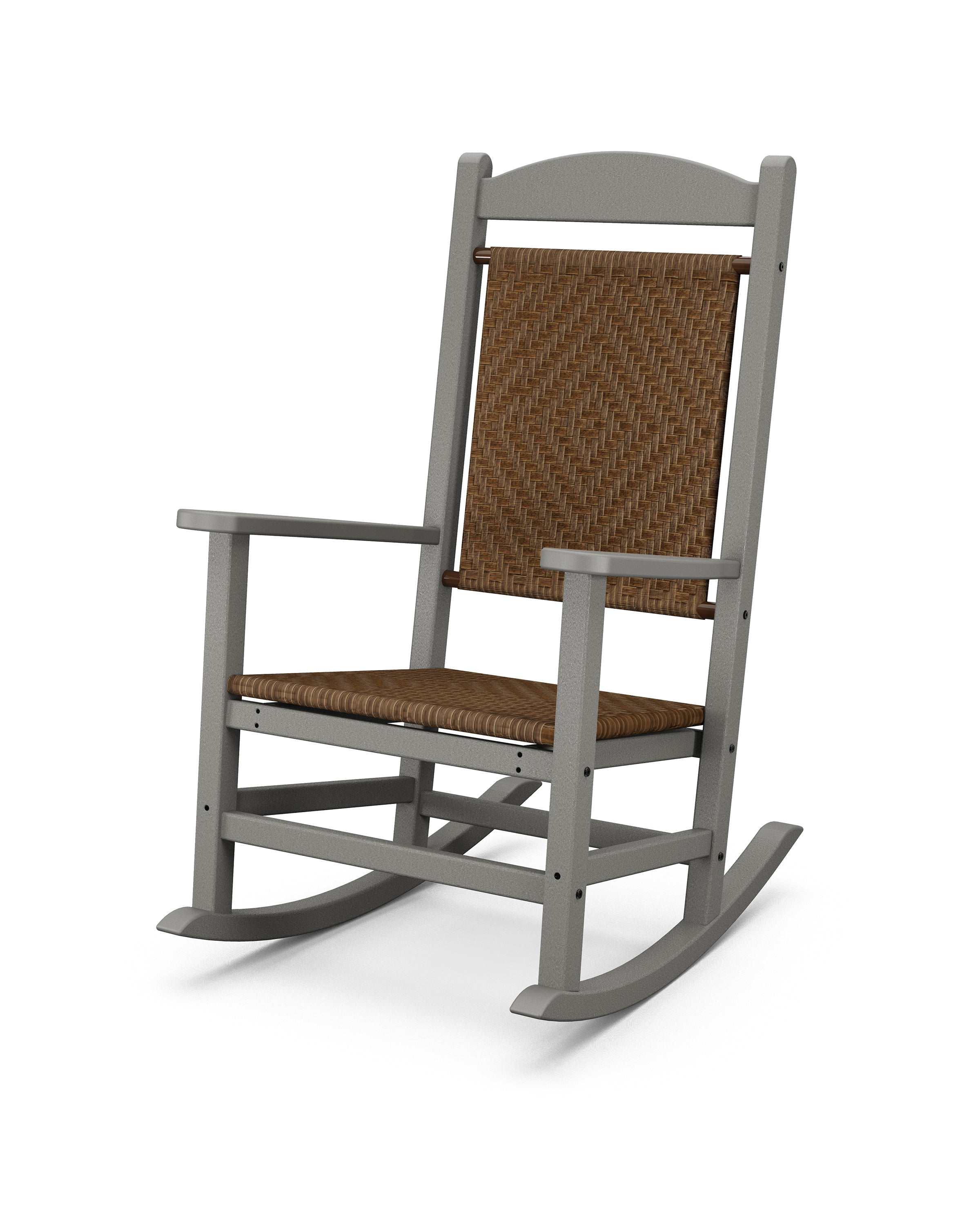 POLYWOOD® Presidential Woven Rocking Chair in Slate Grey / Tigerwood