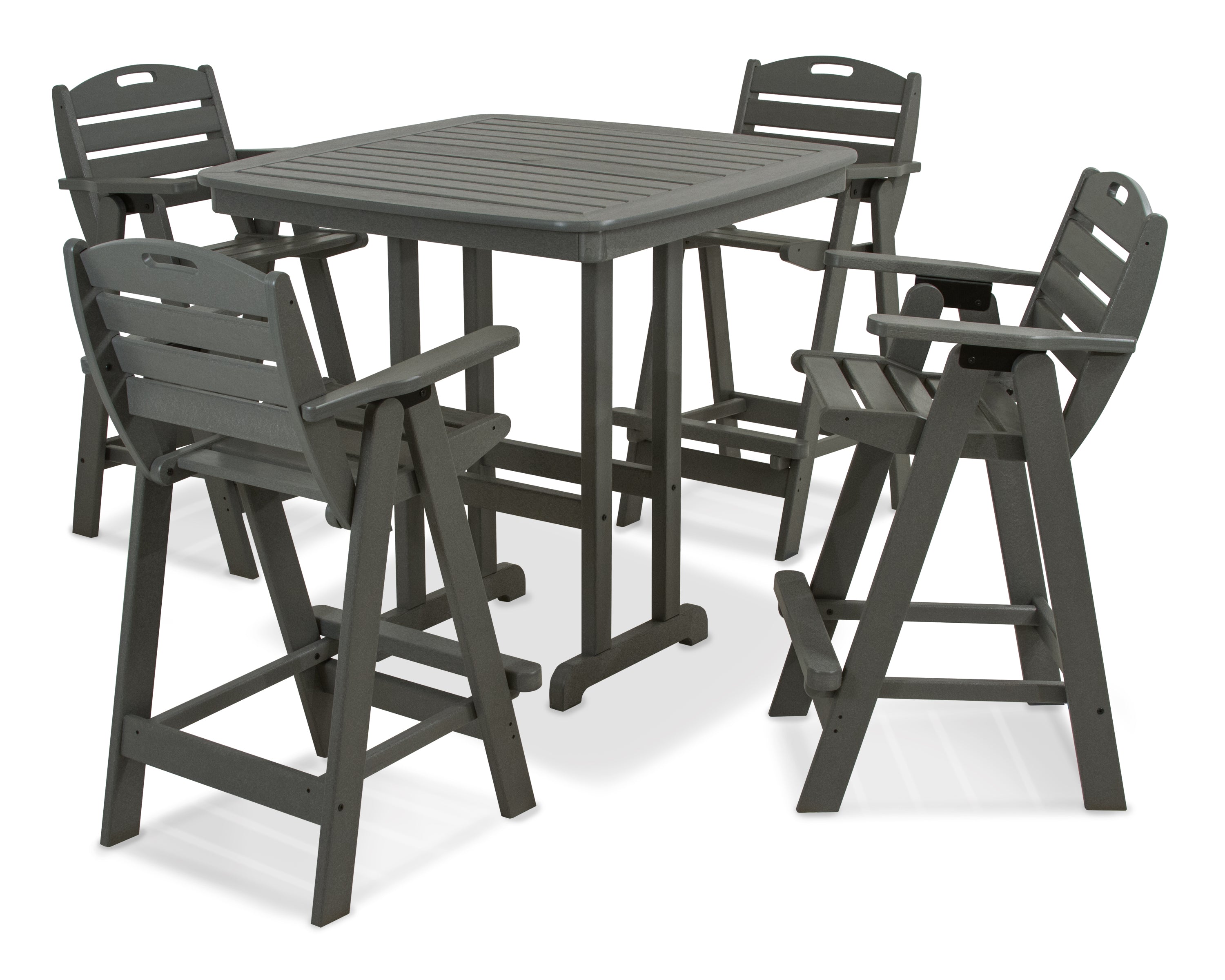 POLYWOOD® Nautical 5-Piece Bar Set in Slate Grey