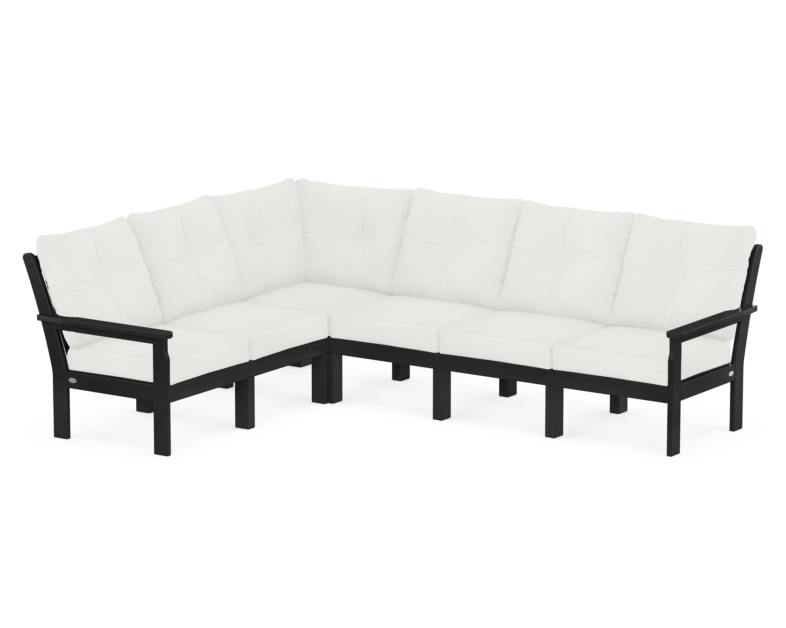 POLYWOOD Vineyard 6-Piece Sectional in Black / Natural Linen
