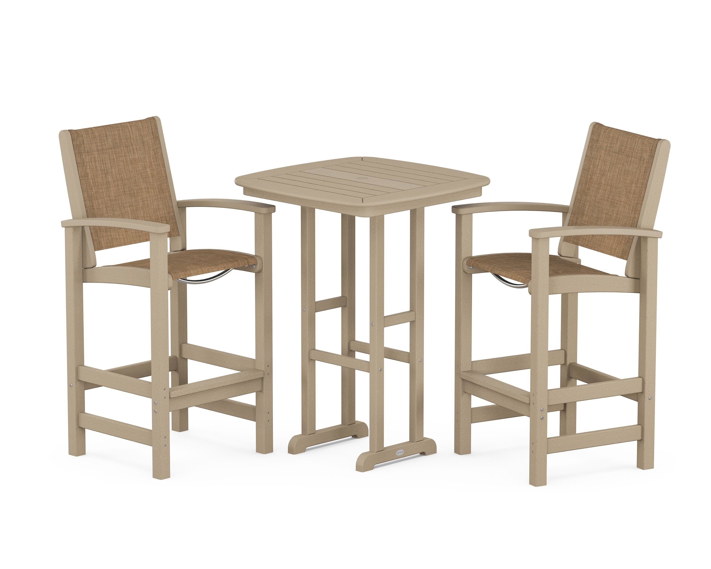 POLYWOOD Coastal 3-Piece Bar Set in Vintage Sahara / Burlap Sling