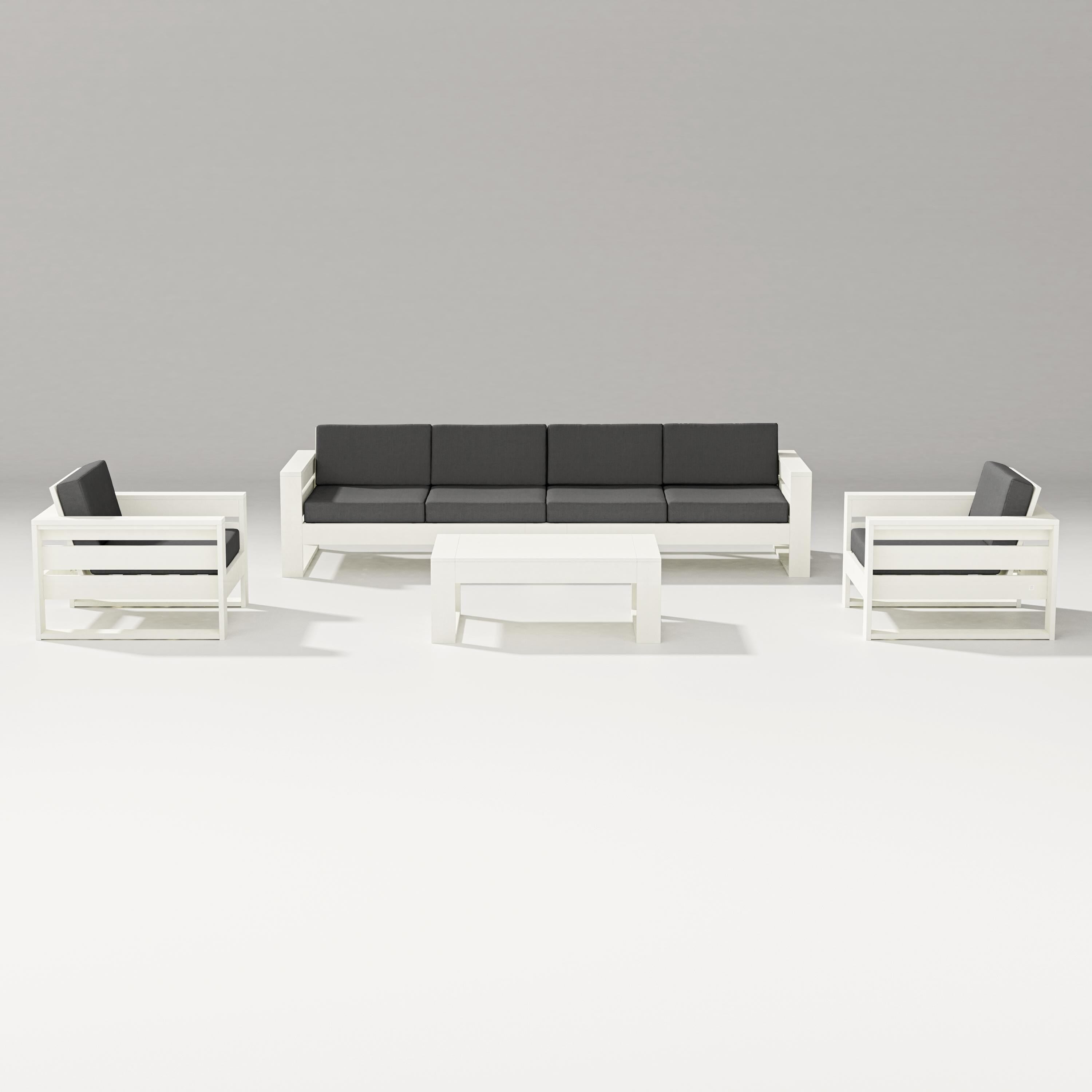 PW Designer Series Latitude 5-Piece Lounge Sofa Set in Vintage White / Spectrum Carbon