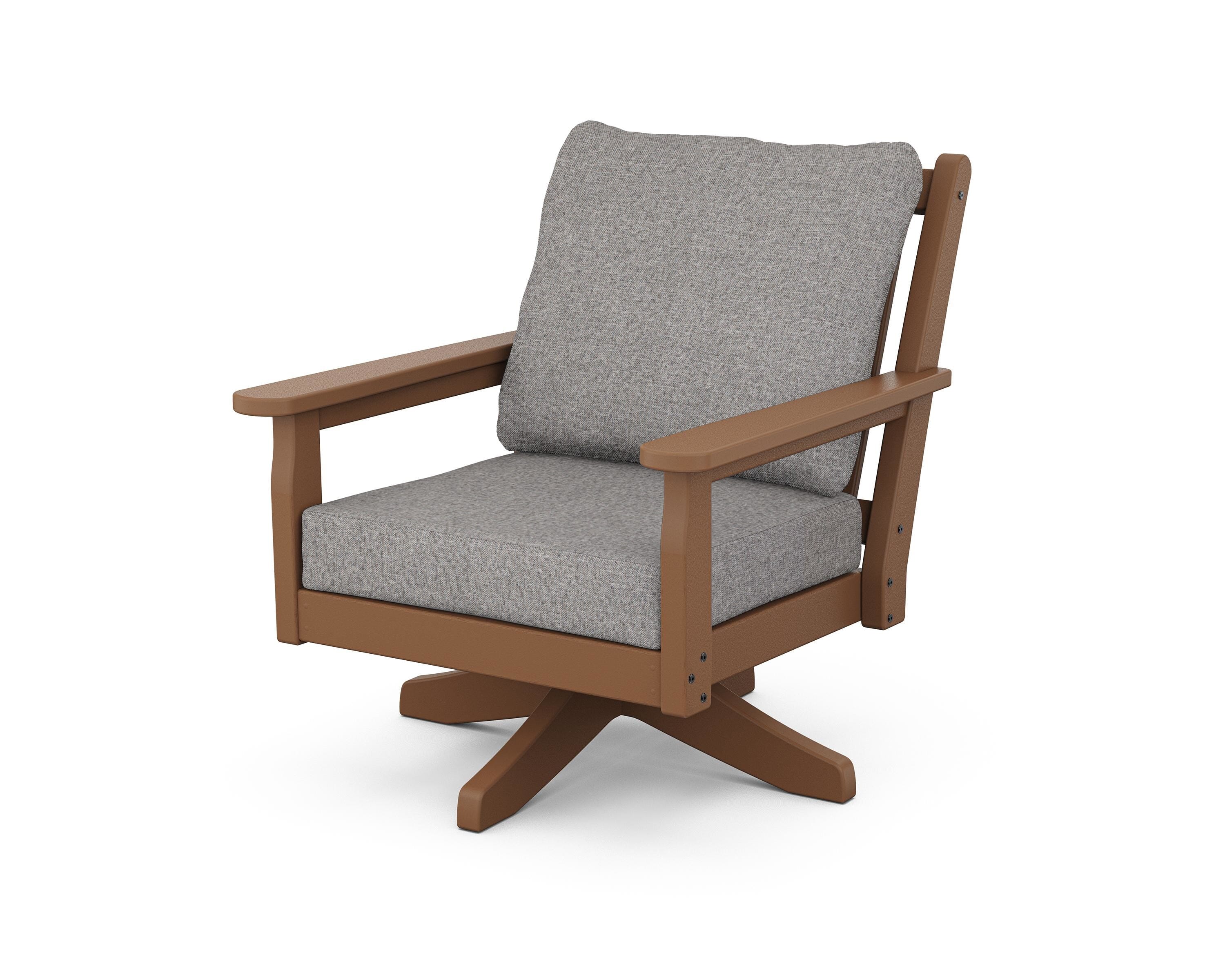 POLYWOOD Chippendale Deep Seating Swivel Chair in Teak / Grey Mist