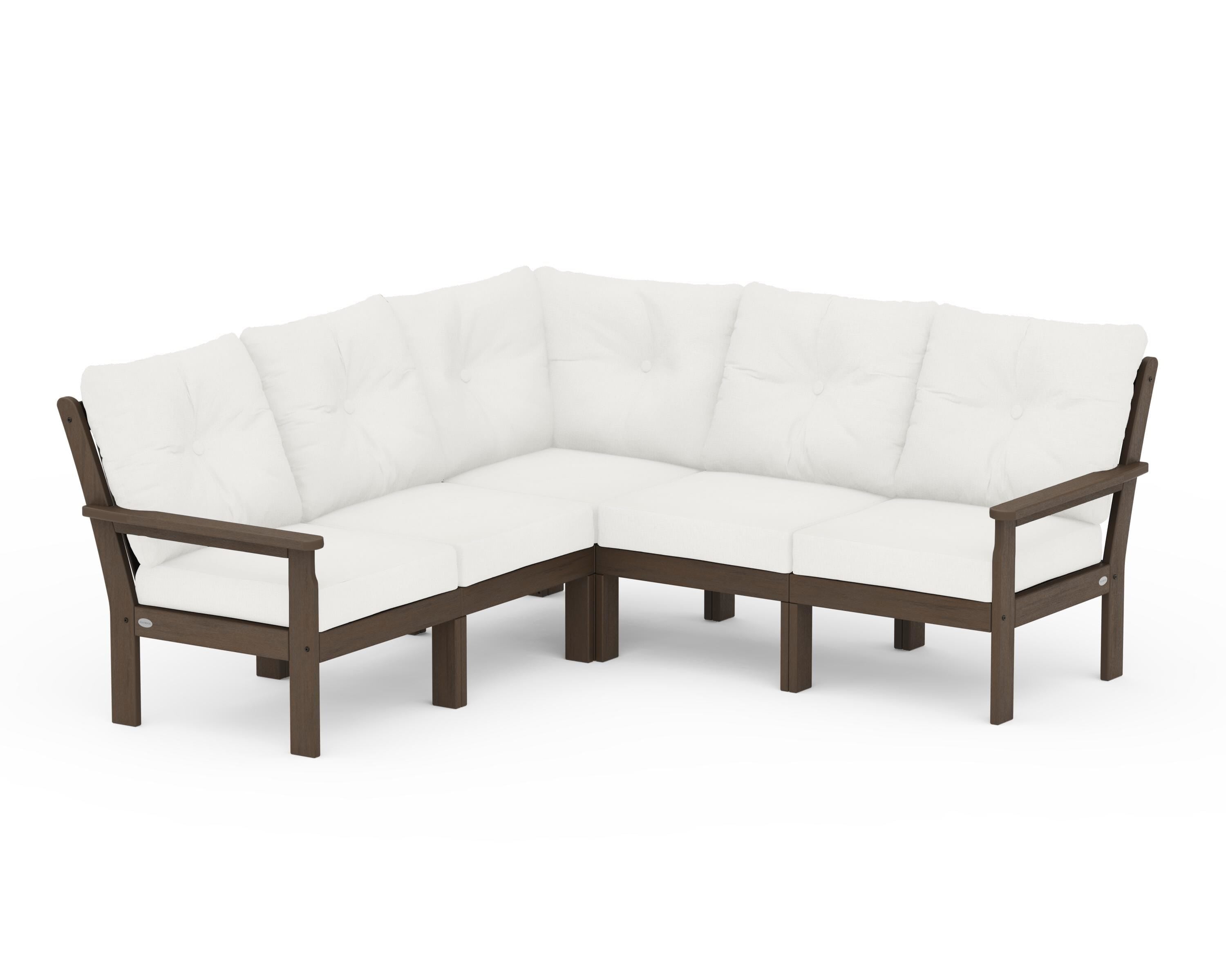 POLYWOOD Vineyard 5-Piece Sectional in Kona / Natural Linen