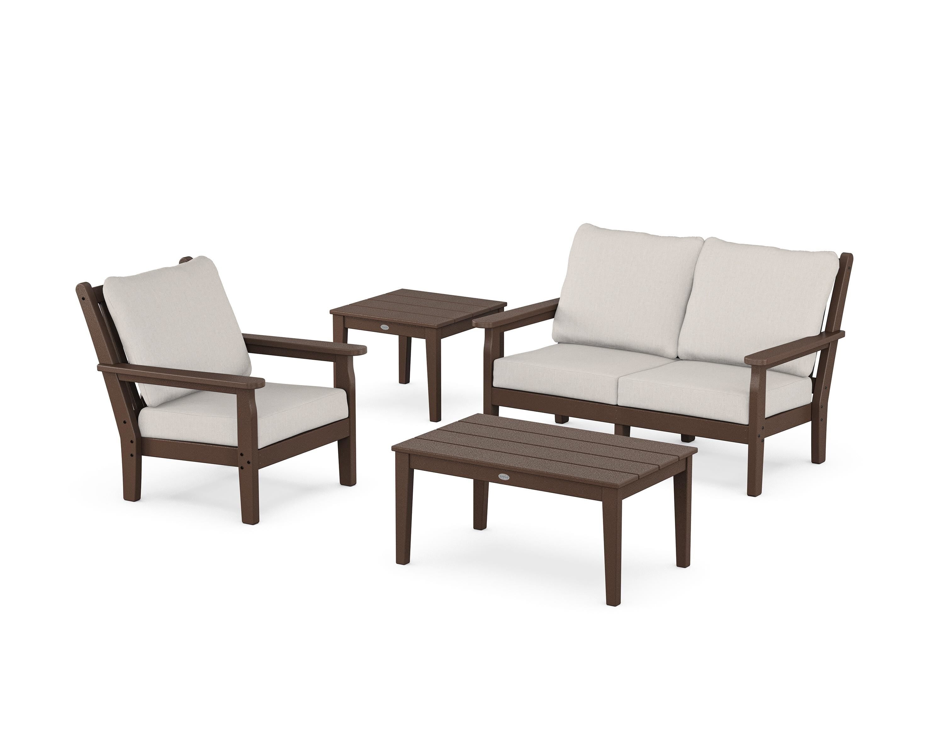 POLYWOOD Chippendale 4-Piece Deep Seating Set in Mahogany / Cast Ash