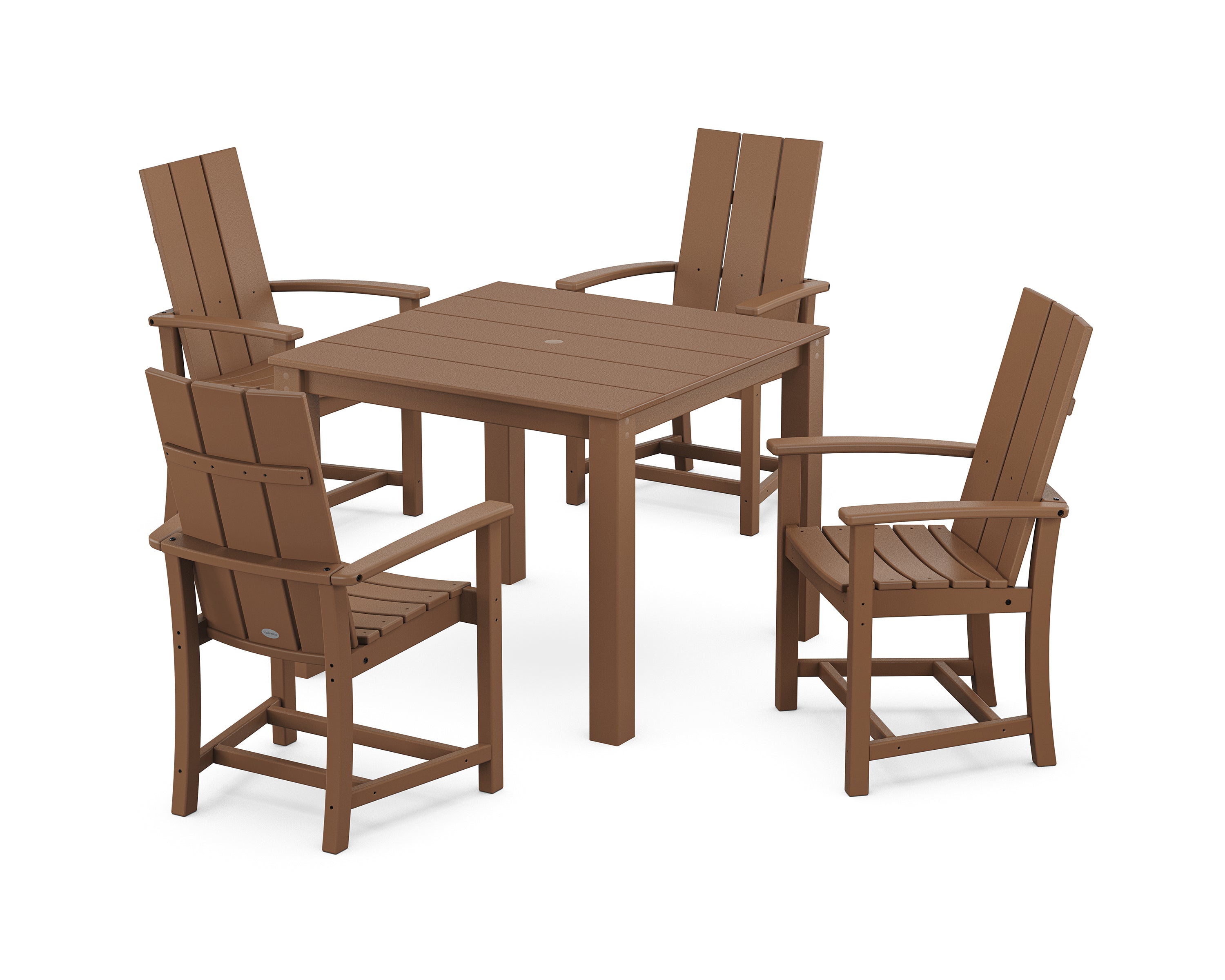 POLYWOOD® Modern Adirondack 5-Piece Parsons Dining Set in Teak