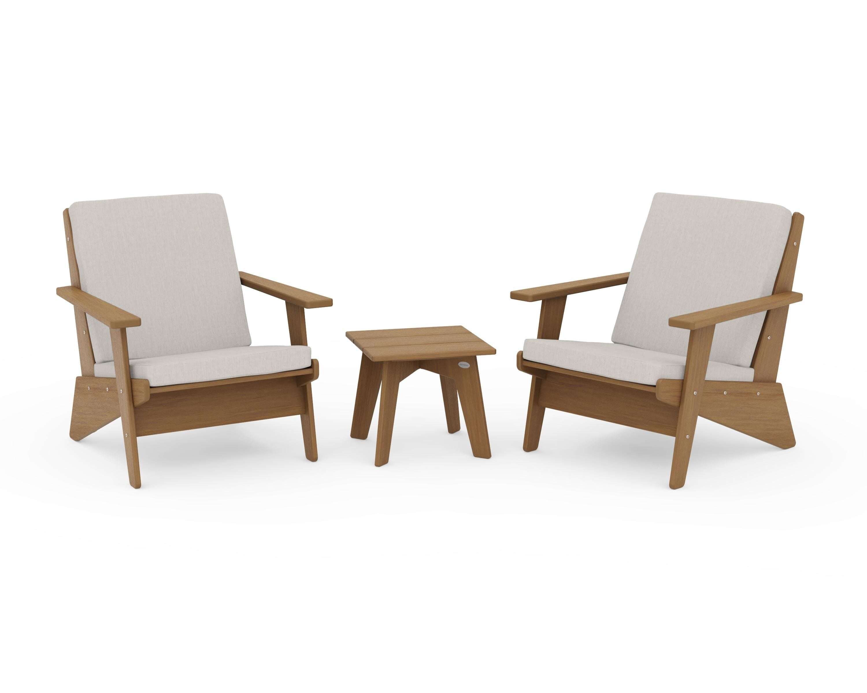POLYWOOD Riviera Modern Lounge 3-Piece Set in Natural / Cast Ash