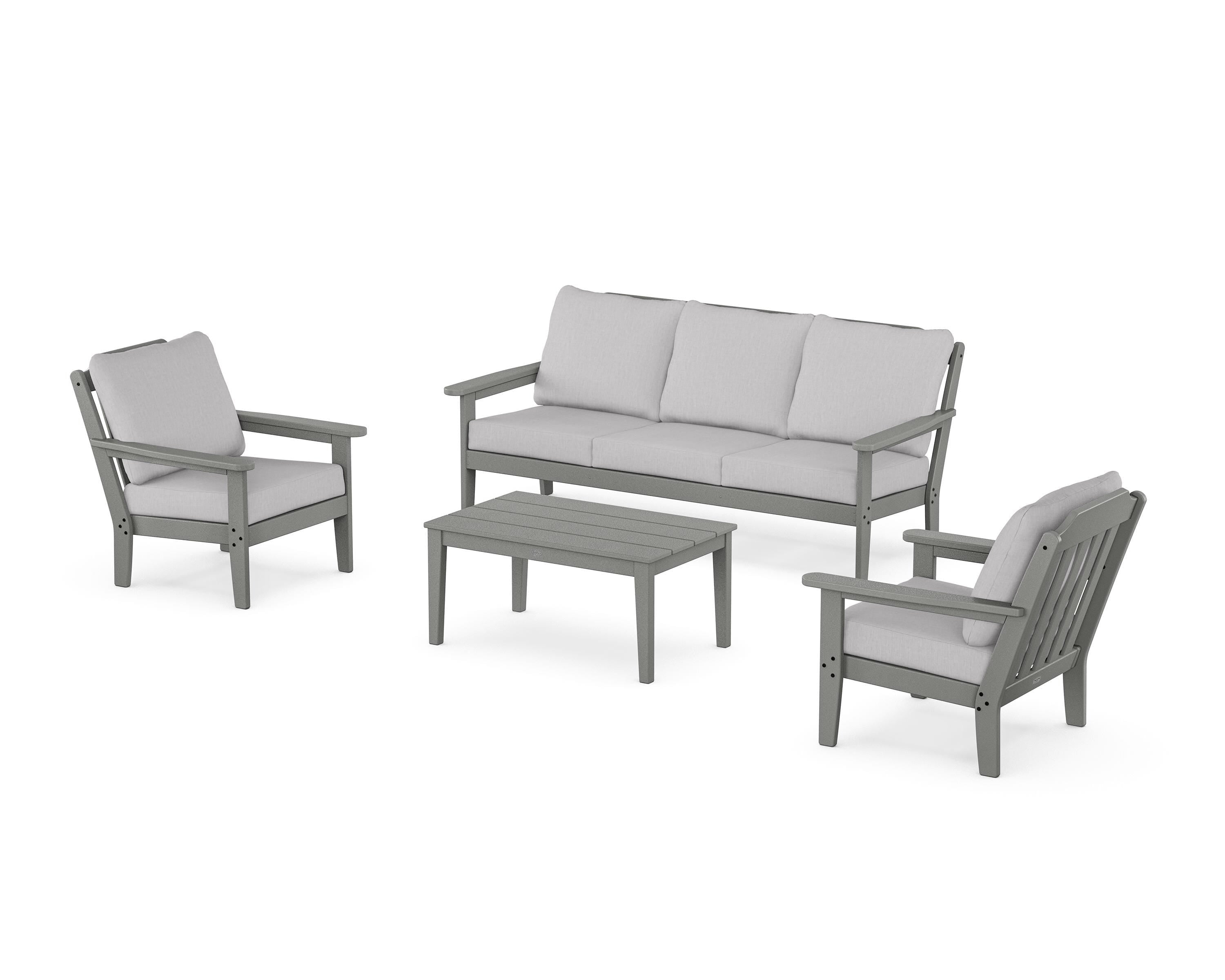 Country Living Cottage 4-Piece Deep Seating Set with Sofa in Slate Grey / Granite