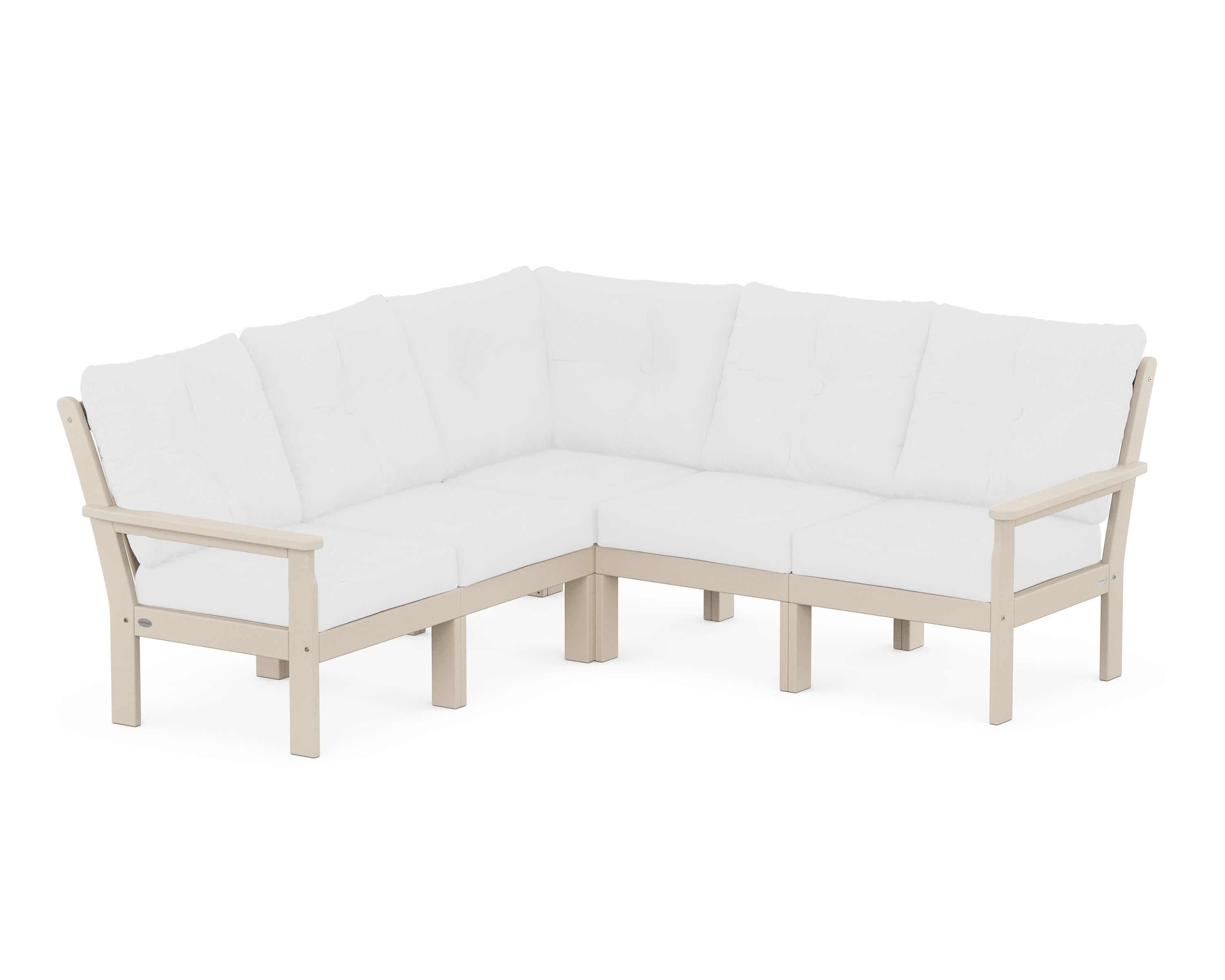 POLYWOOD Vineyard 5-Piece Sectional in Sand / Natural