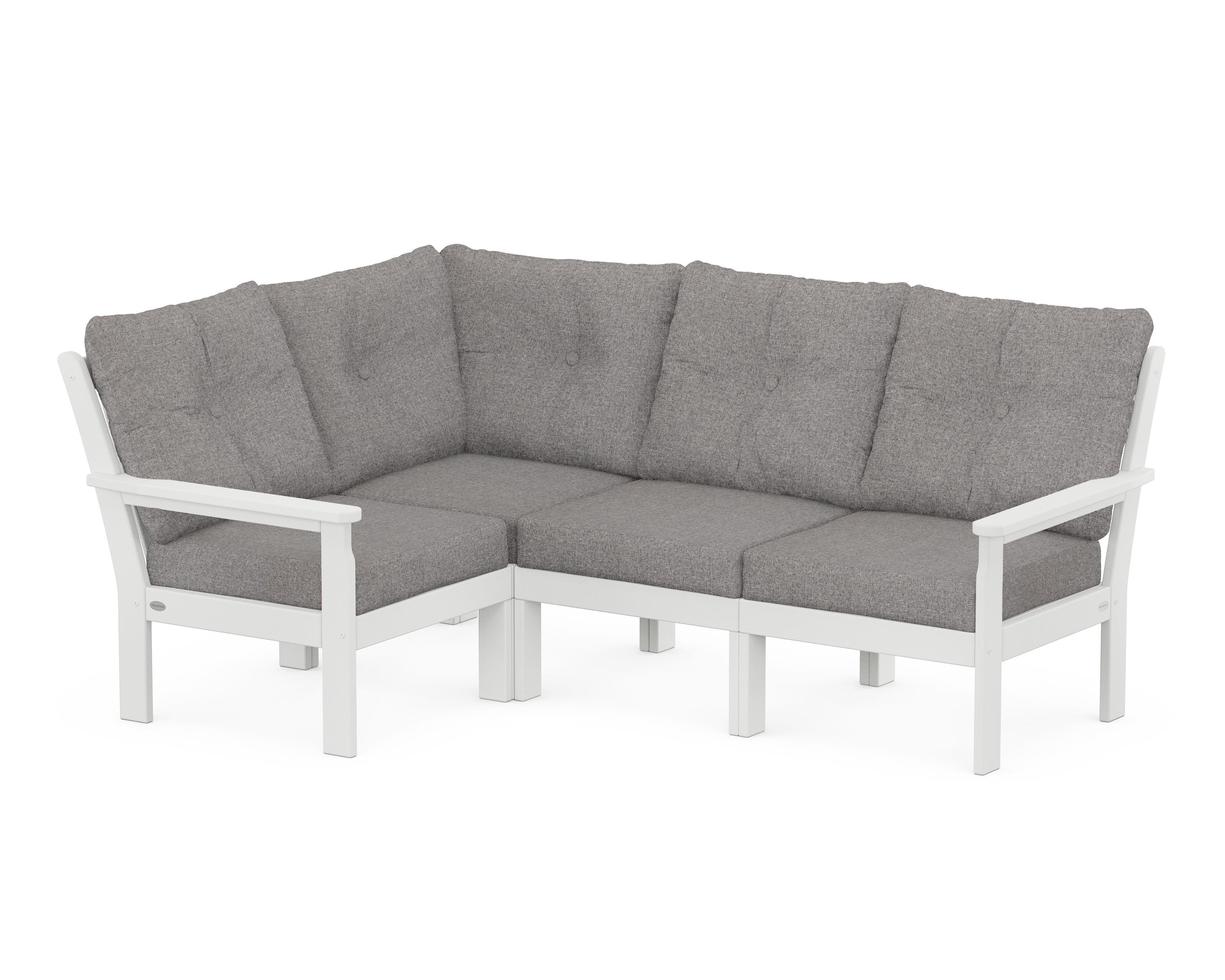 POLYWOOD Vineyard 4-Piece Sectional in White / Grey Mist