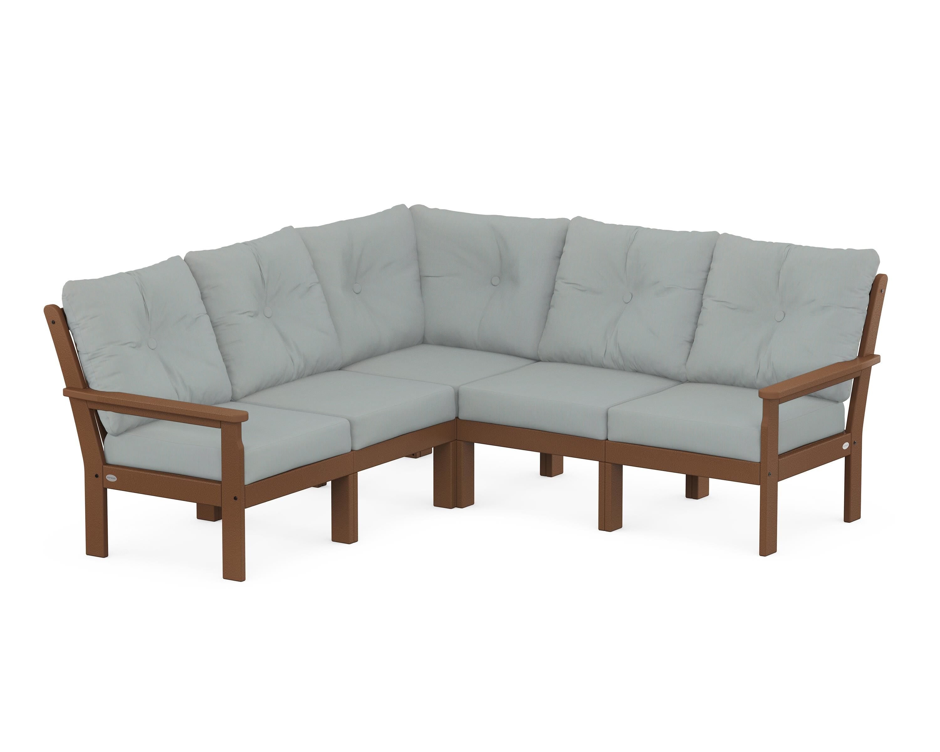 POLYWOOD Vineyard 5-Piece Sectional in Teak / Spa